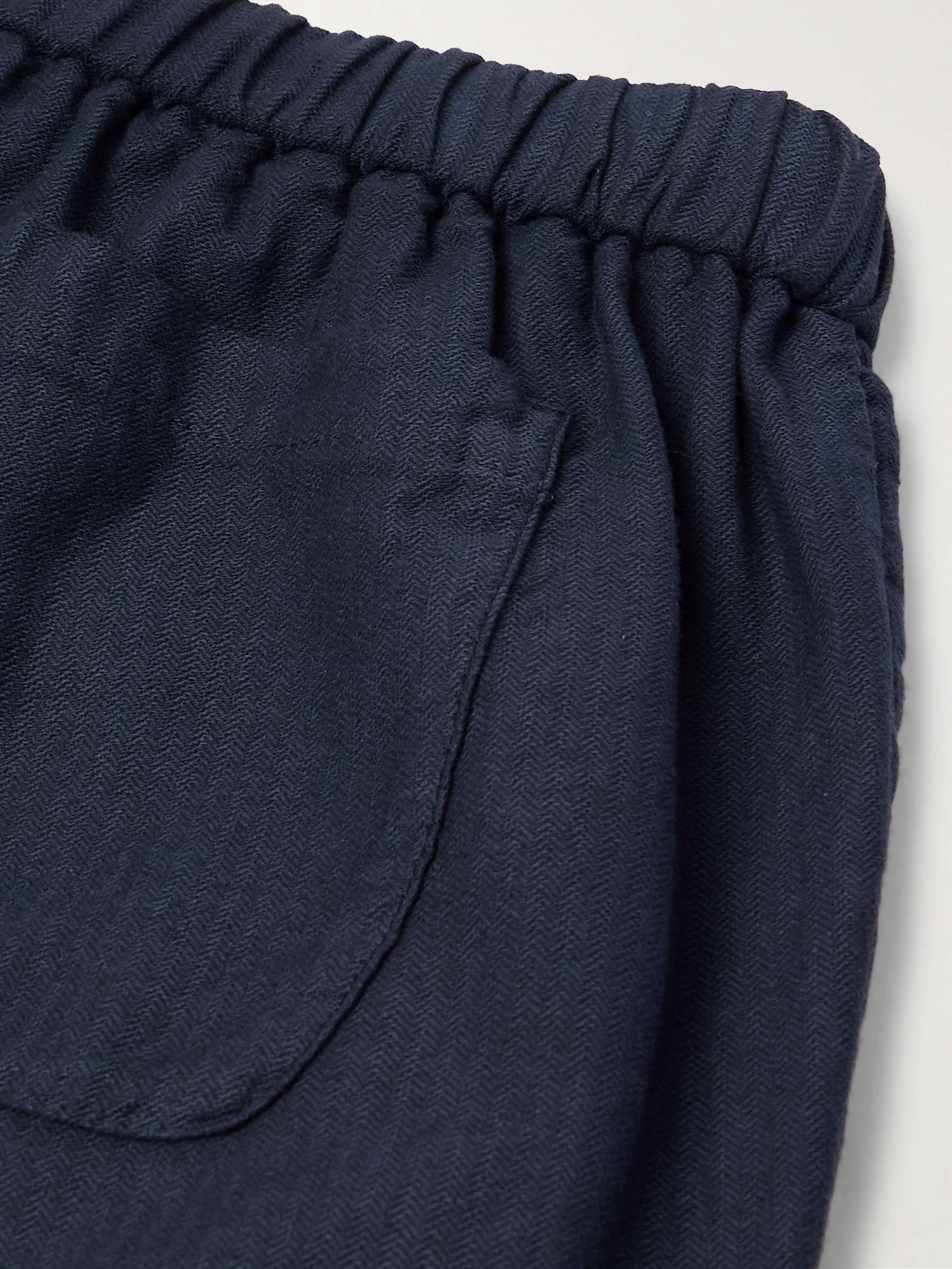 Tapered Herringbone Stretch Linen and Cotton-Blend Trousers view
