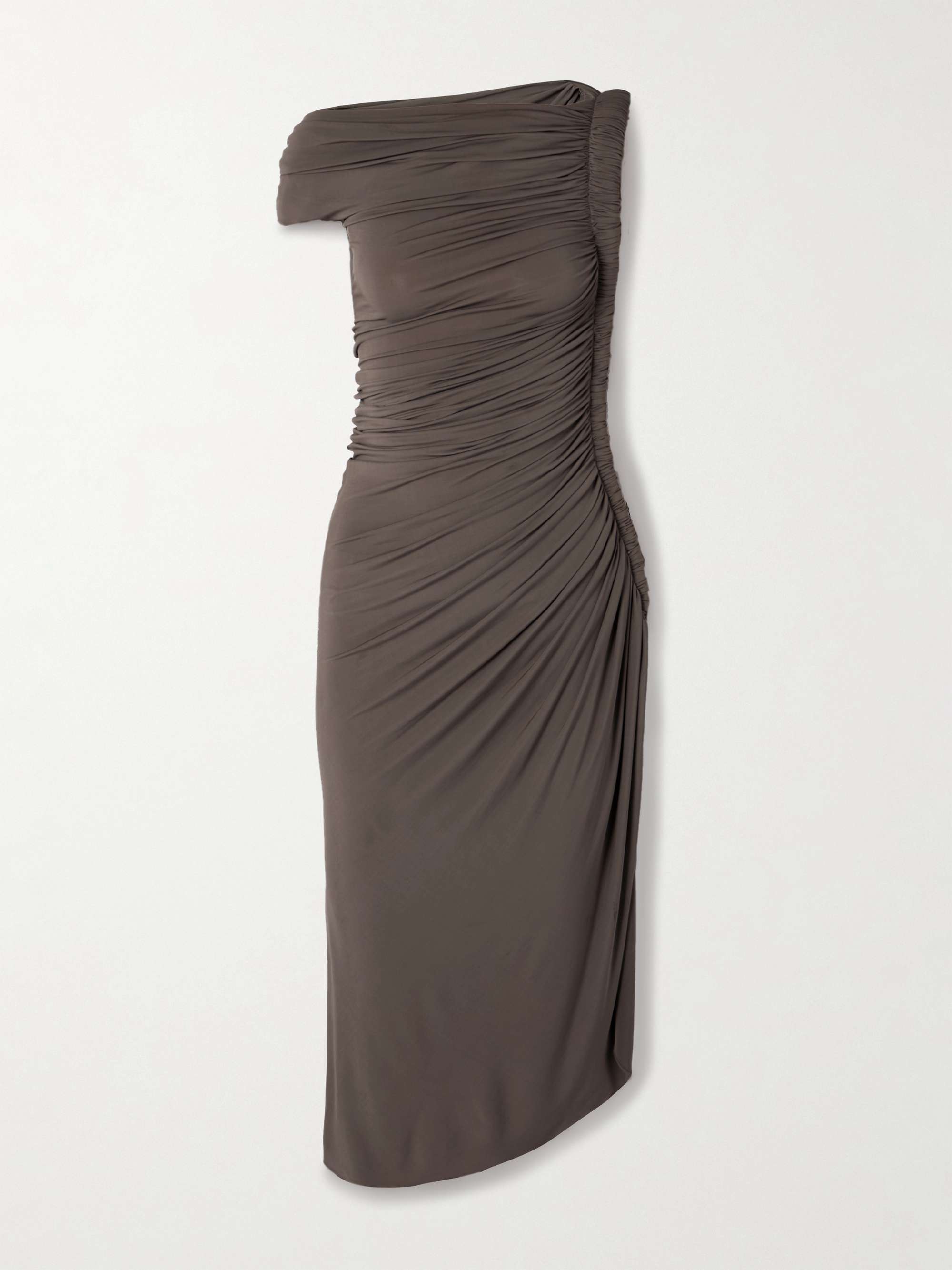 One-shoulder draped stretch-jersey midi dress view