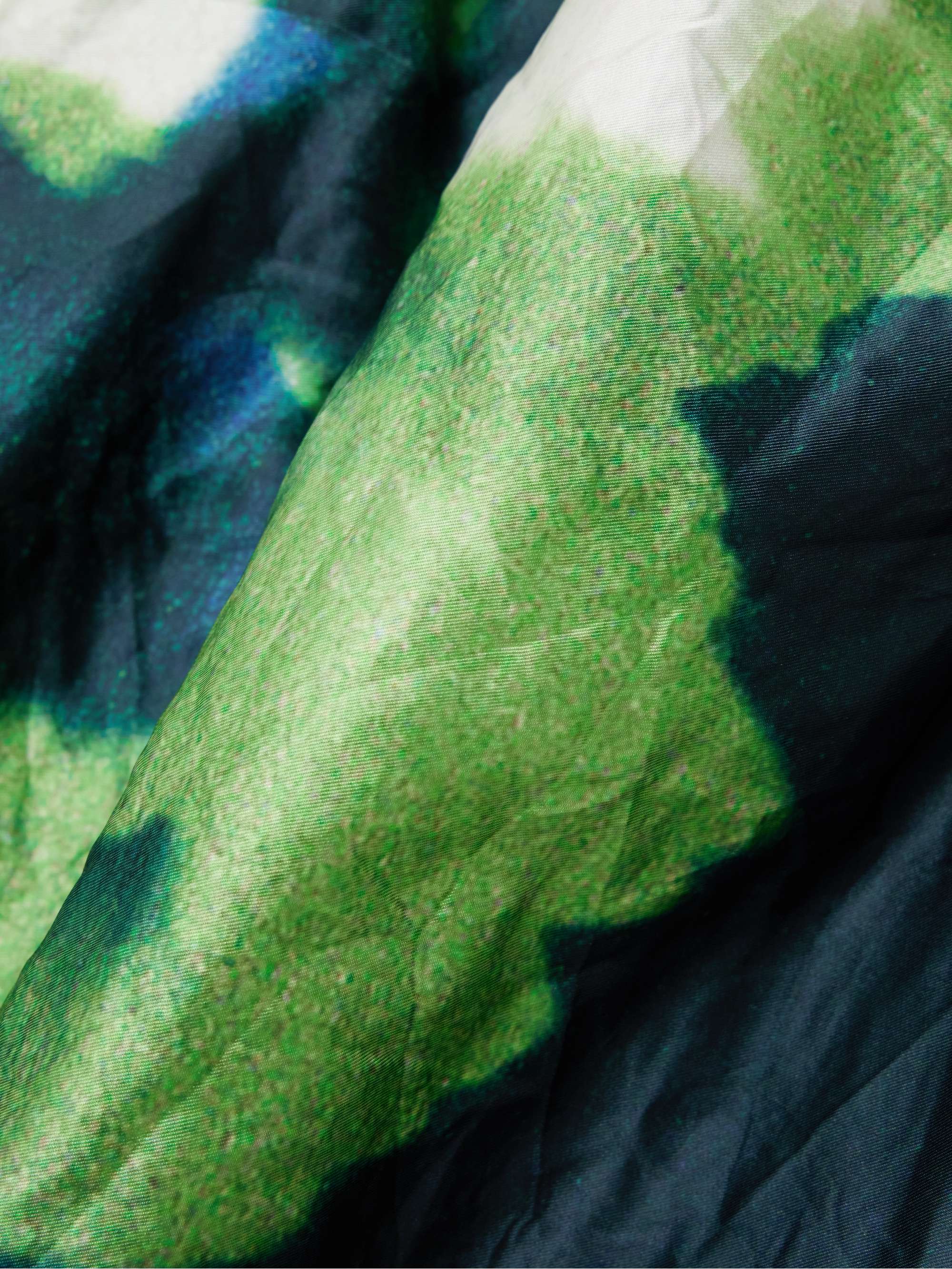 Printed crinkled-satin midi dress view