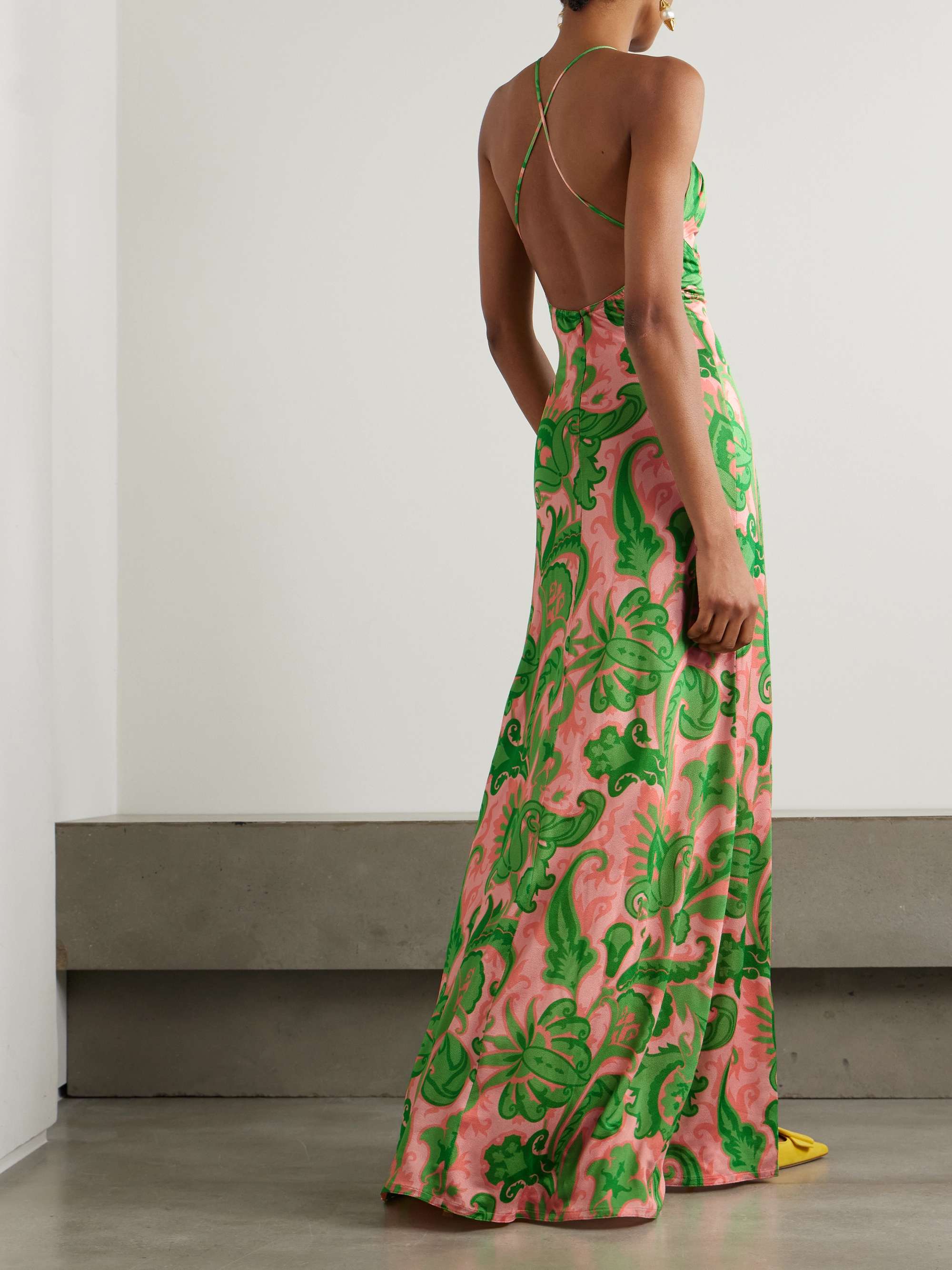 Cutout printed satin maxi dress view