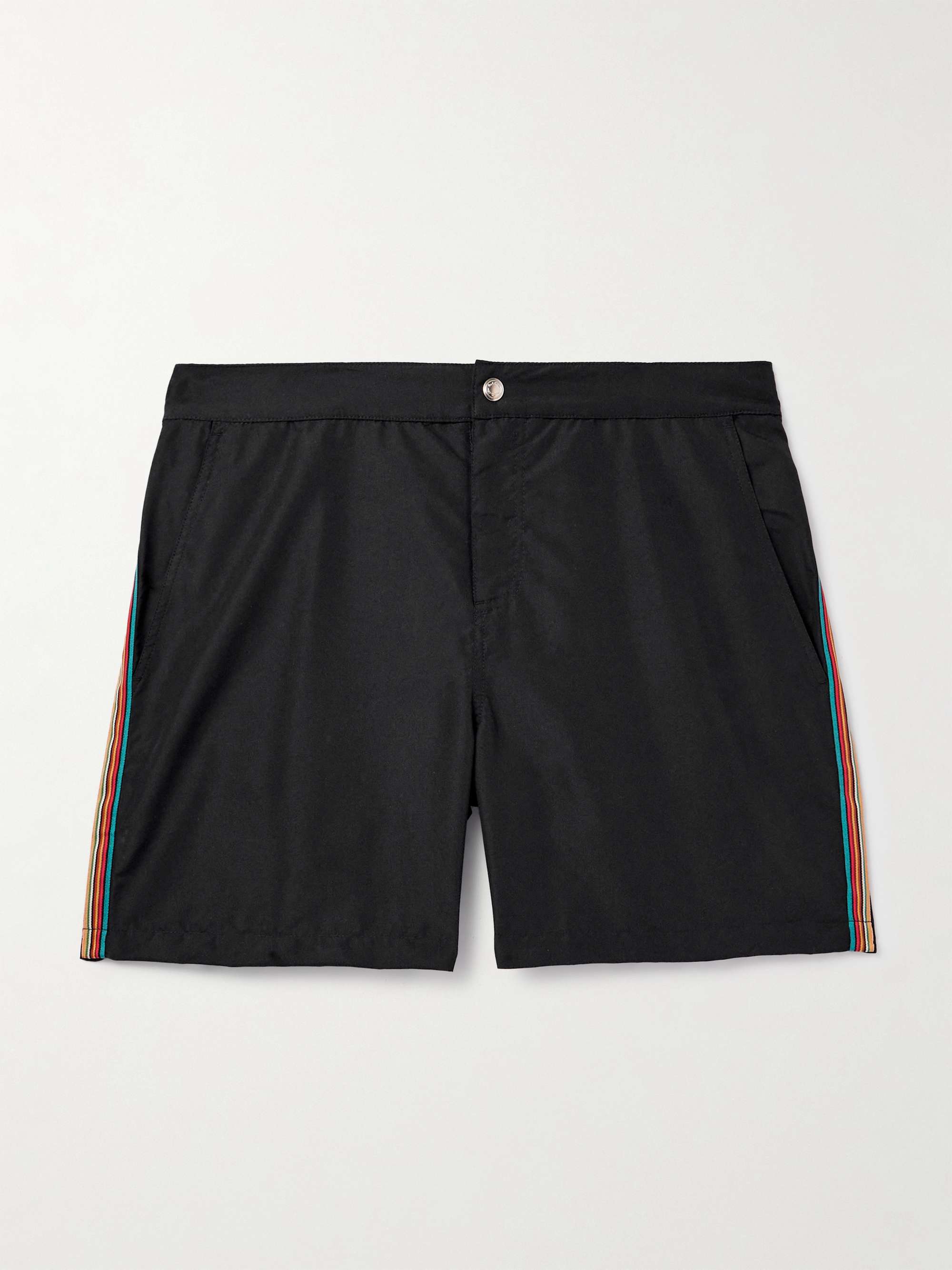 Slim-Fit Mid-Length Striped Recycled Swim Shorts view
