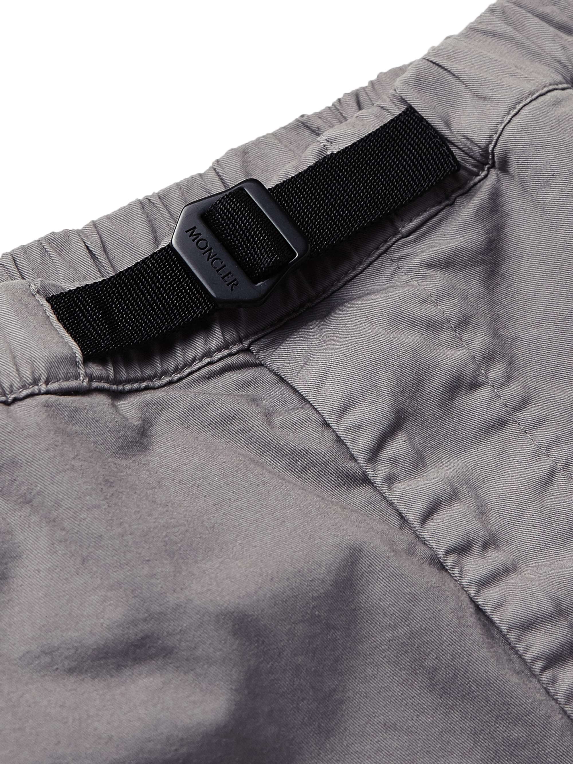 Tapered Belted Shell-Trimmed Stretch-Cotton Twill Cargo Trousers view