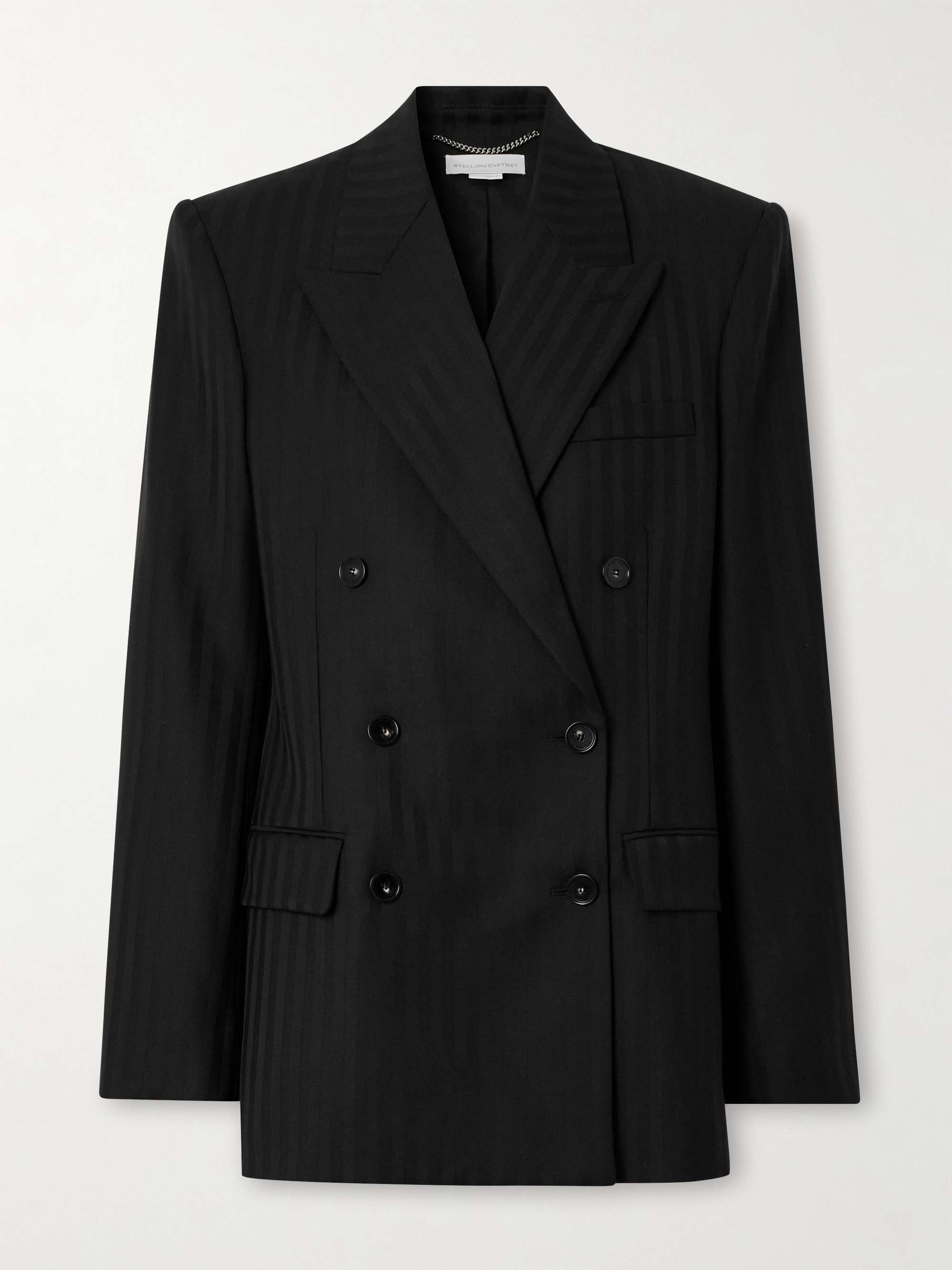 Oversized double-breasted striped wool blazer view