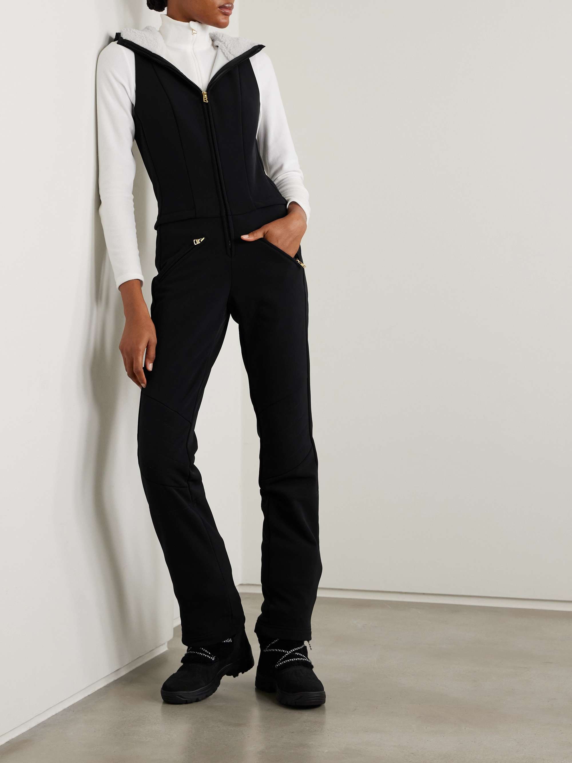 Aya convertible hooded belted quilted recycled down ski suit view