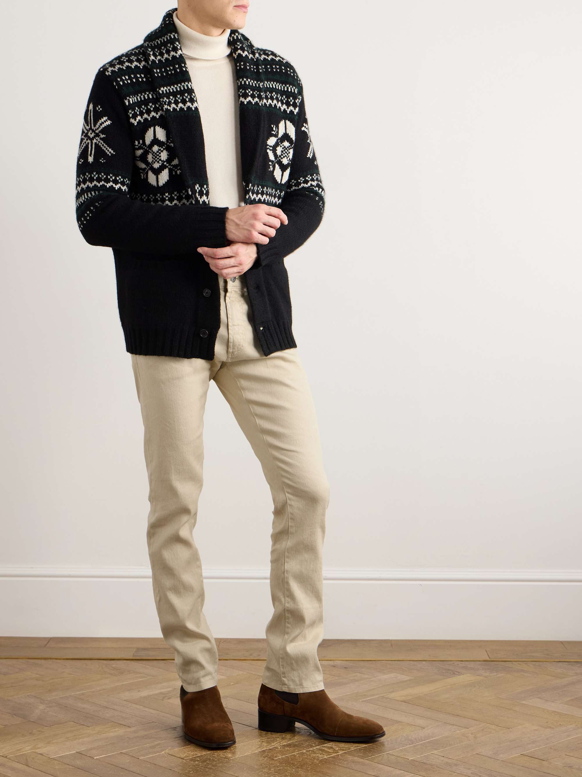 Slim-Leg Twill Trousers view