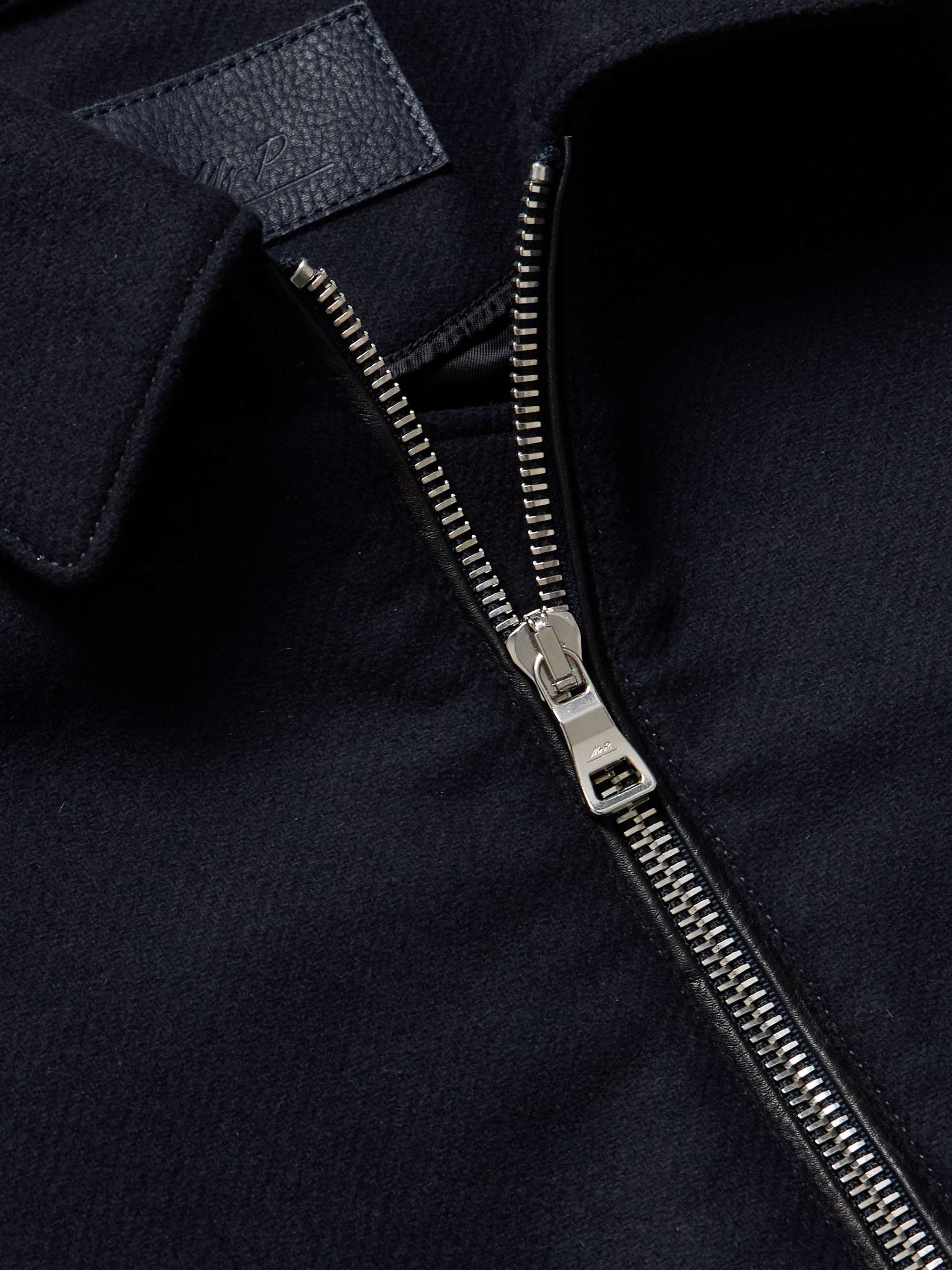 Panelled Ribbed Wool and Textured-Leather Varsity Jacket view