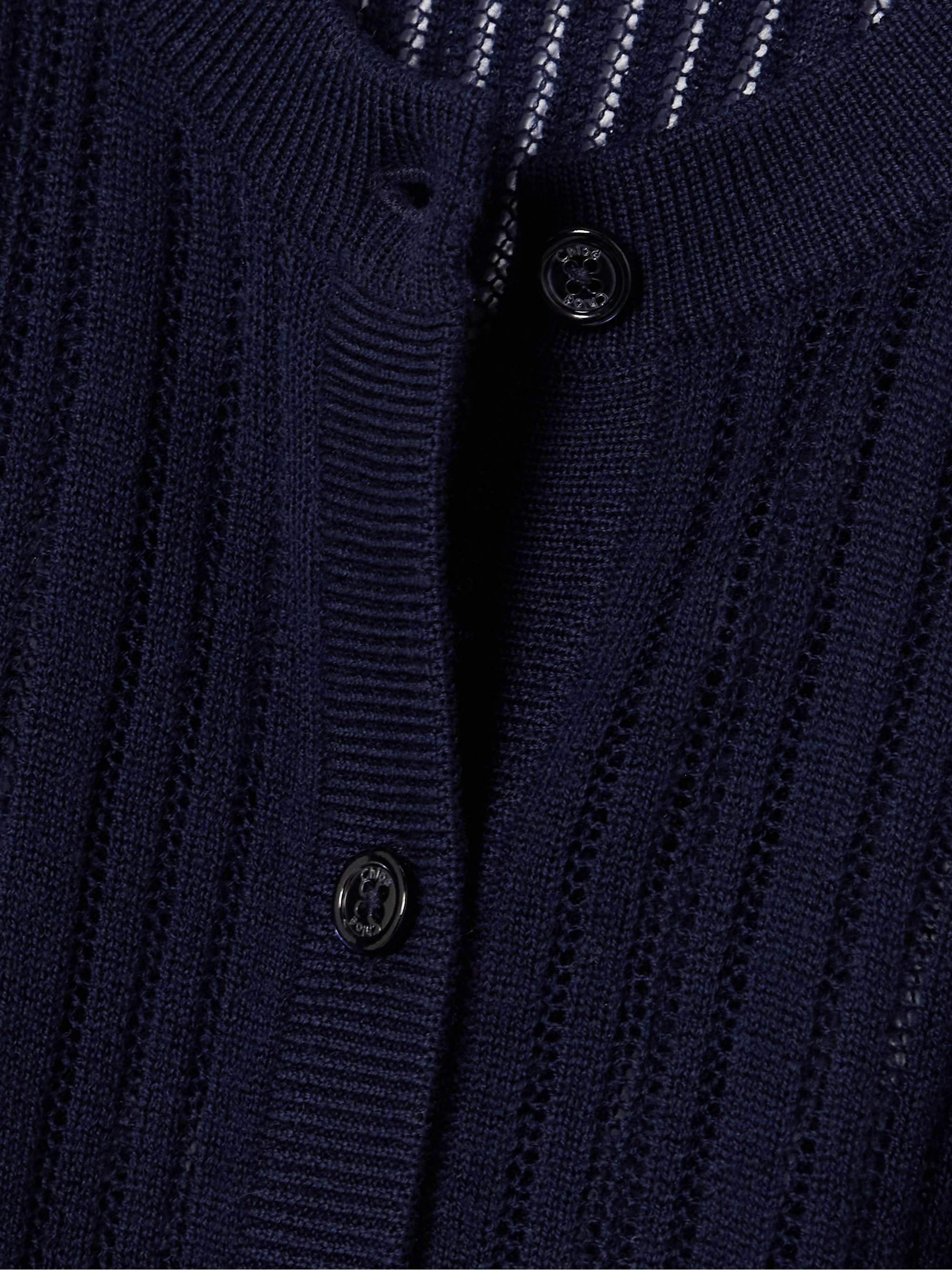 Ribbed pointelle-knit wool cardigan view