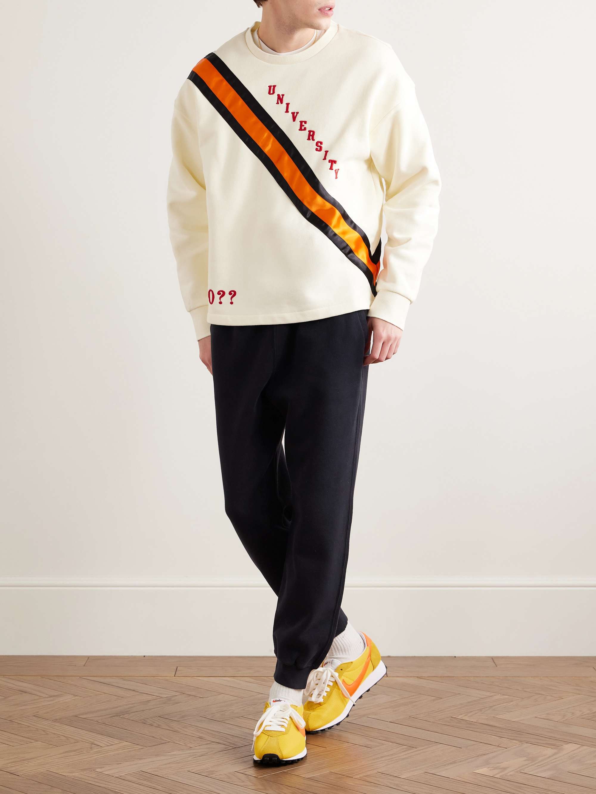 Tapered Logo-Appliquéd Cotton-Jersey Sweatpants view