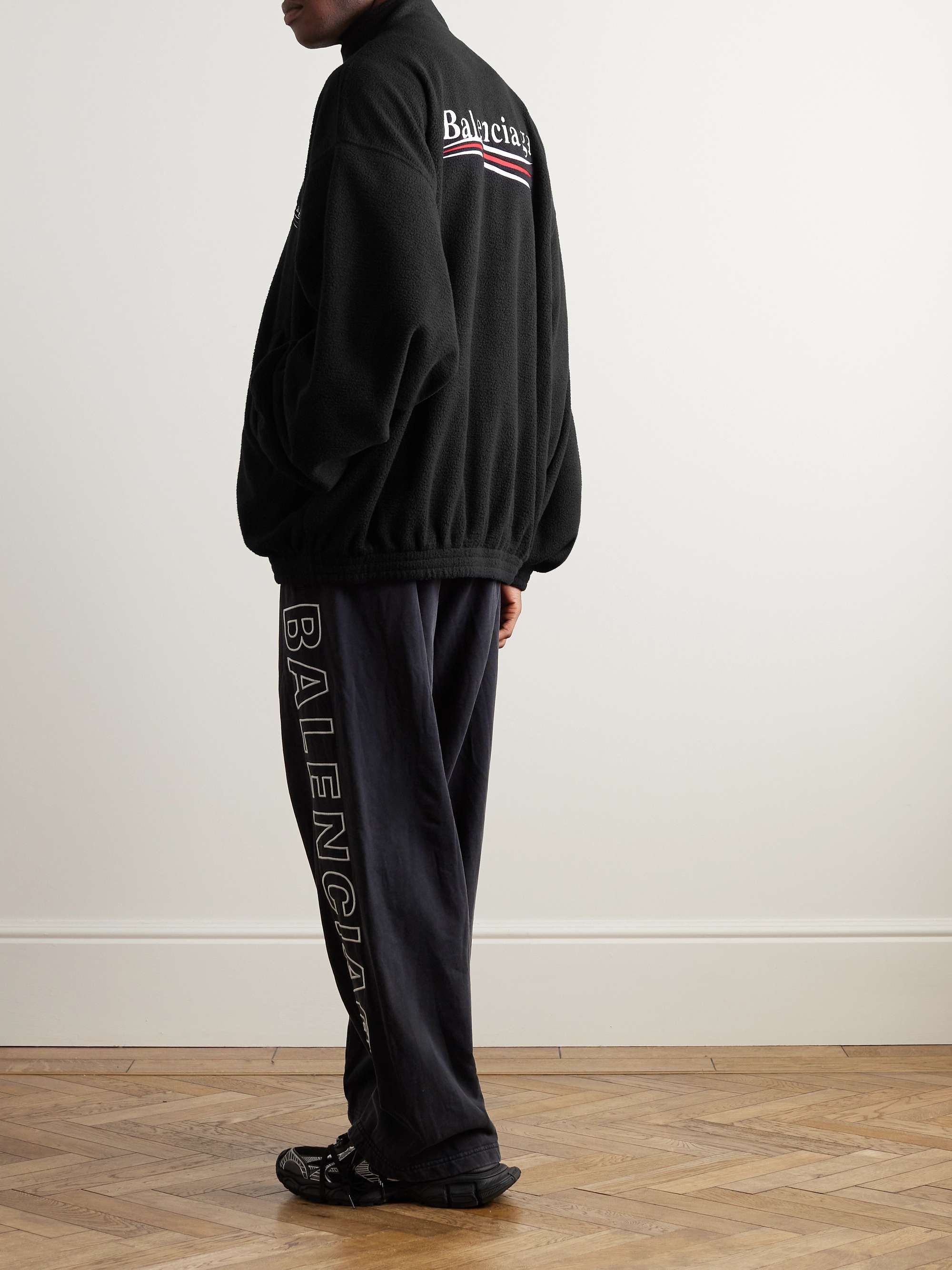 Oversized Logo-Embroidered Fleece Jacket view