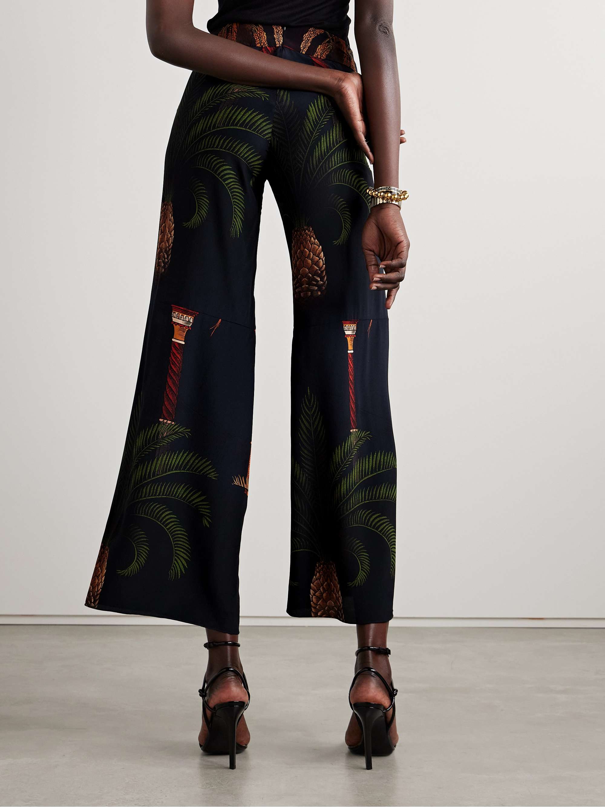 Mystic silk crepe de chine wide-leg pants view