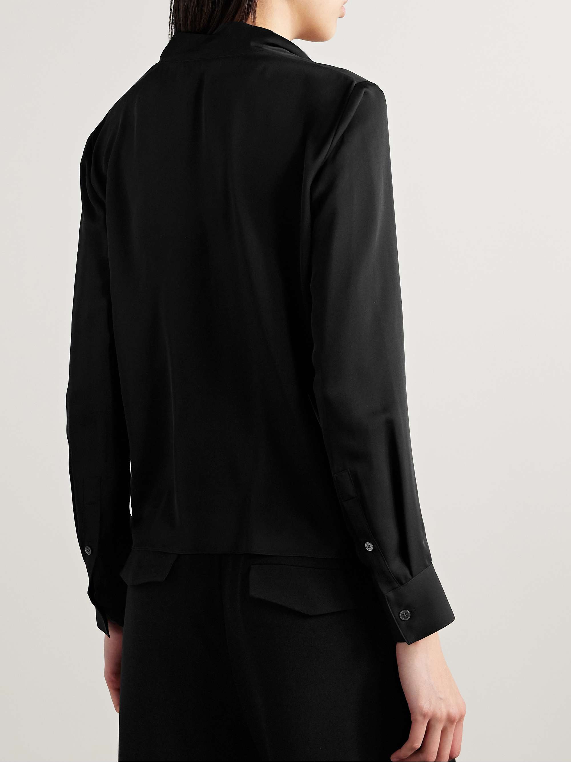 Tie-neck silk crepe de chine blouse view