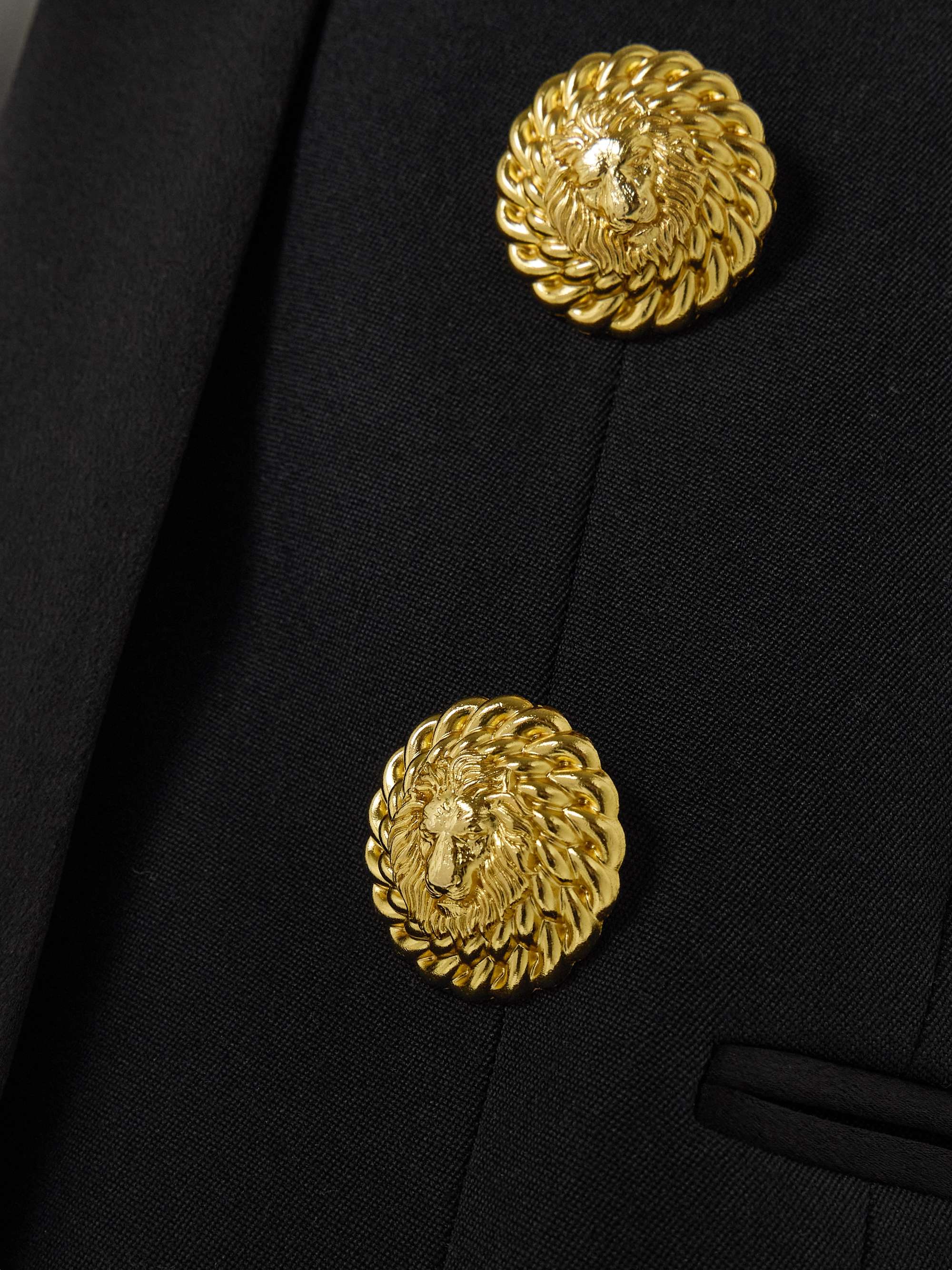 Embellished satin-trimmed grain de poudre wool jacket view