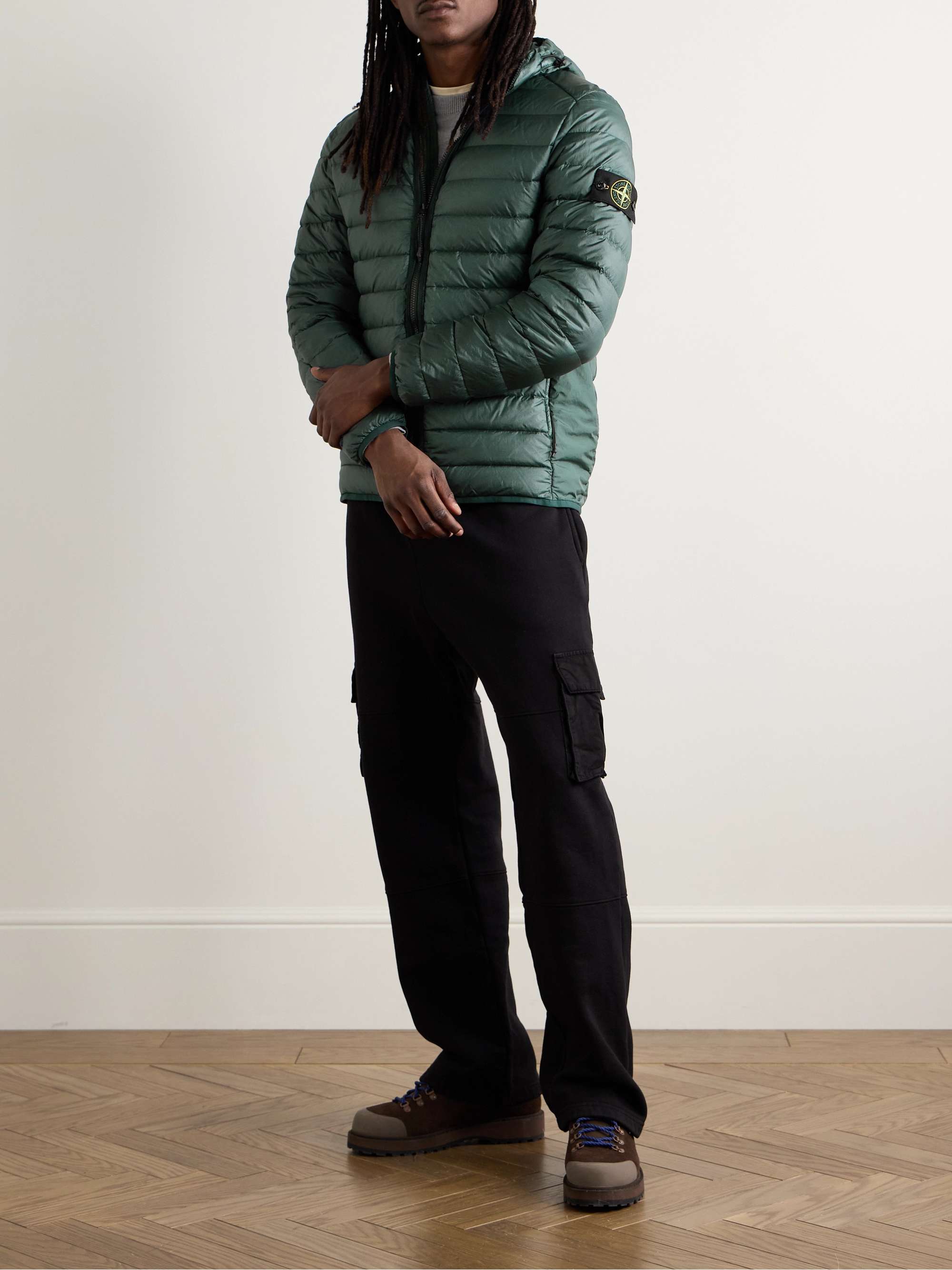 Slim-Fit Garment-Dyed Quilted Recycled-Shell Down Jacket view