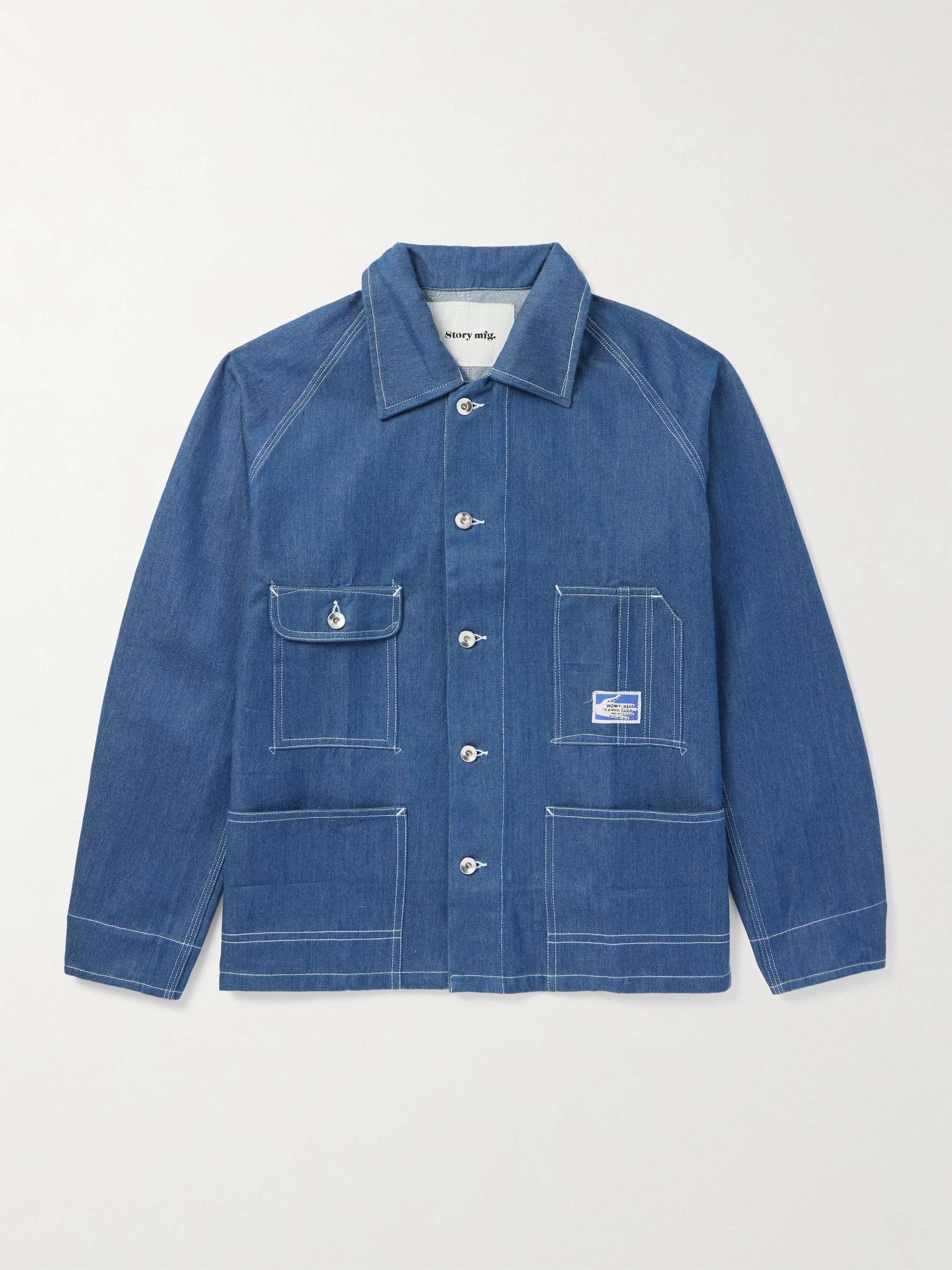Railroad Logo-Appliquéd Organic Denim Jacket view