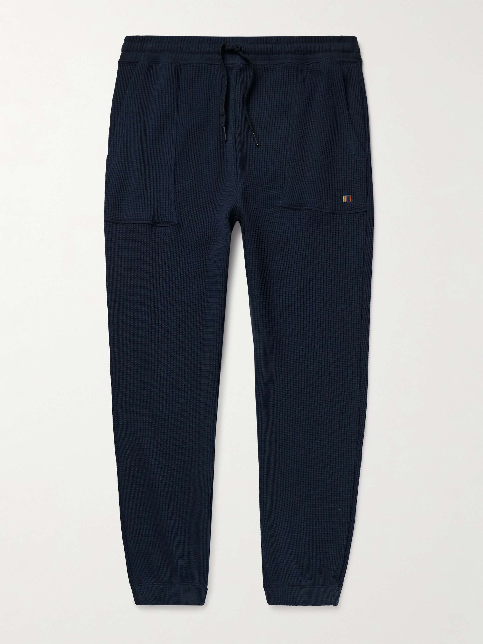 Tapered Logo-Embroidered Waffle-Knit Cotton-Blend Sweatpants view
