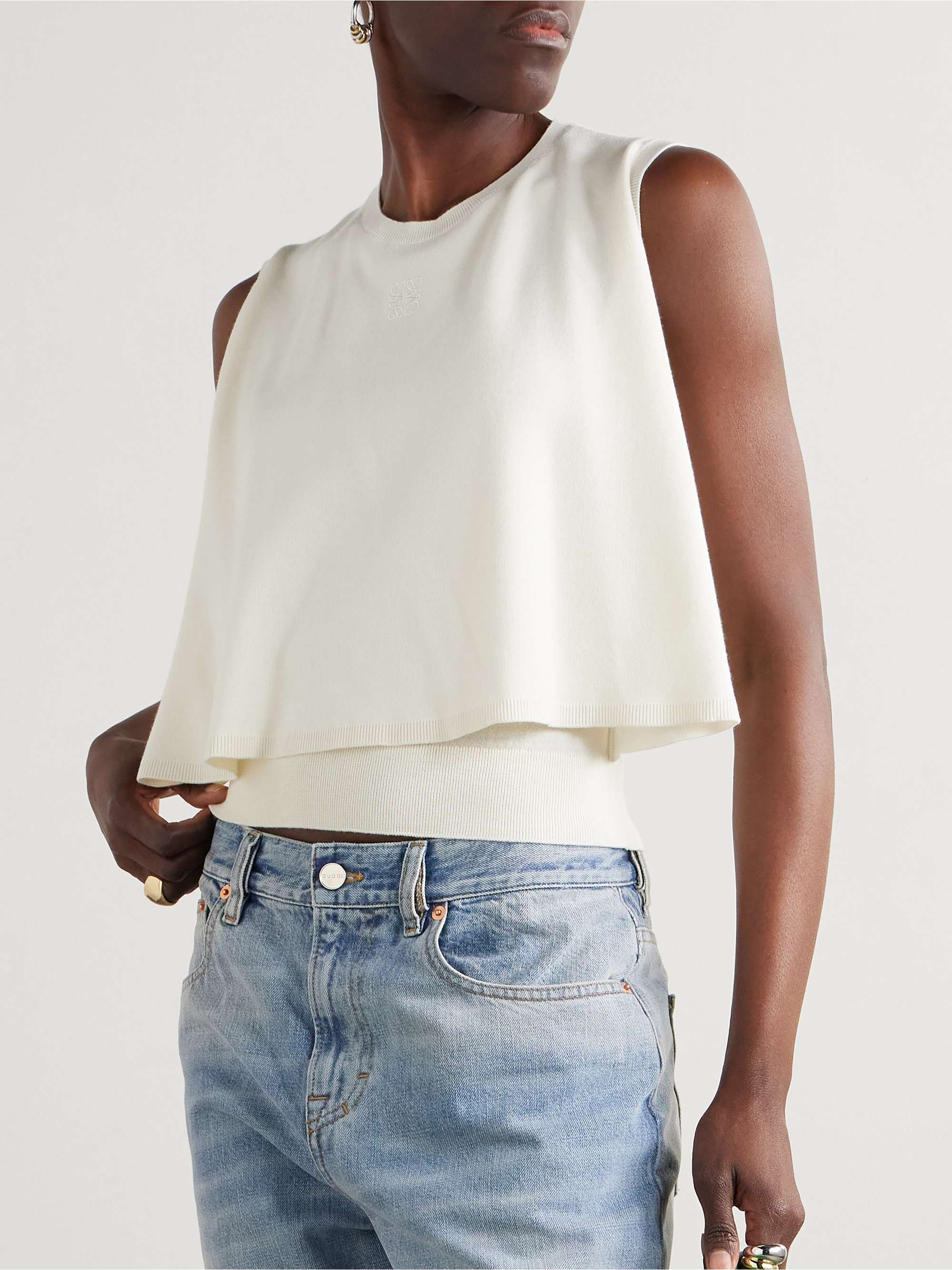 Layered wool-jersey top view