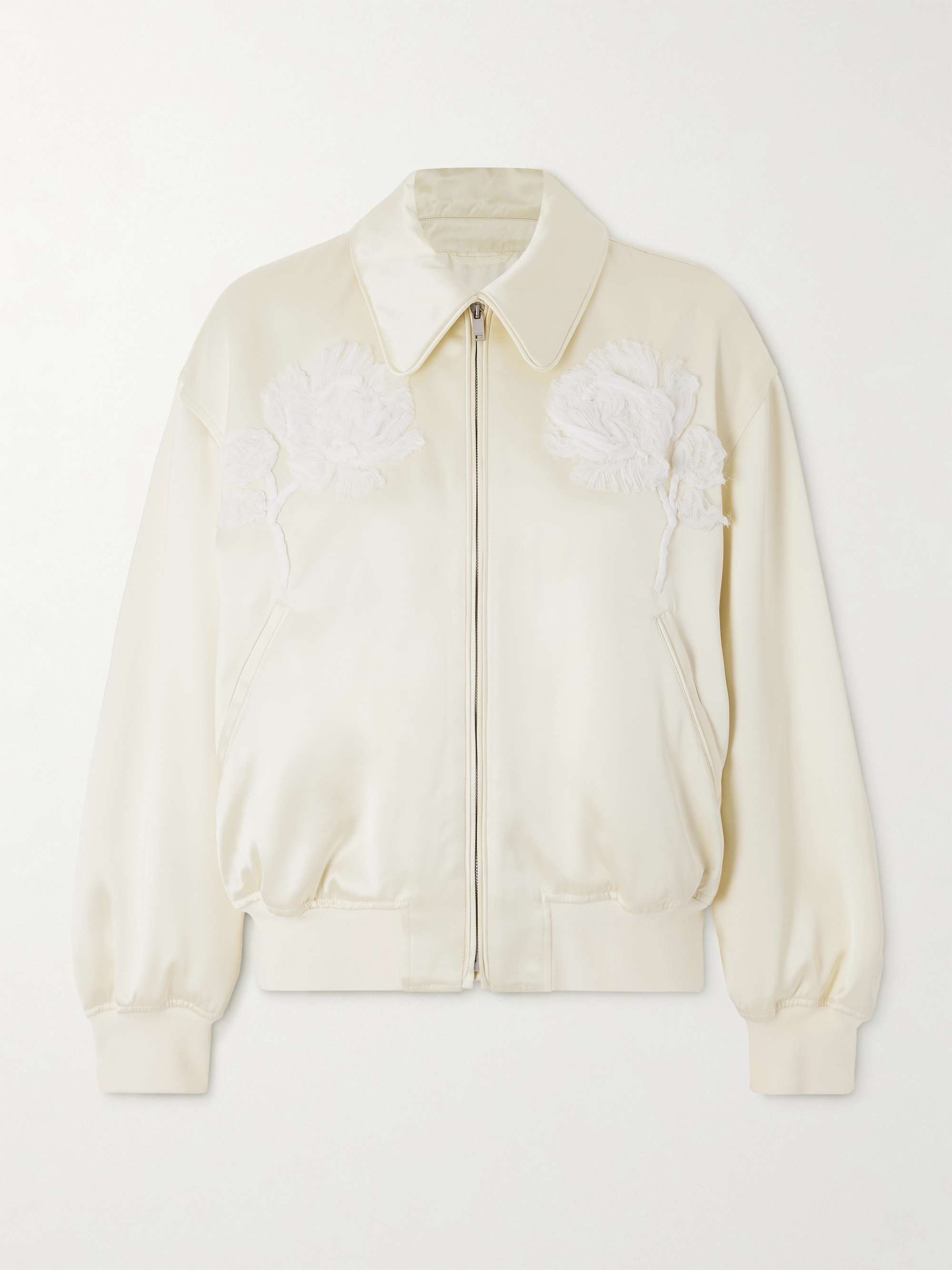 Embroidered satin-twill bomber jacket view