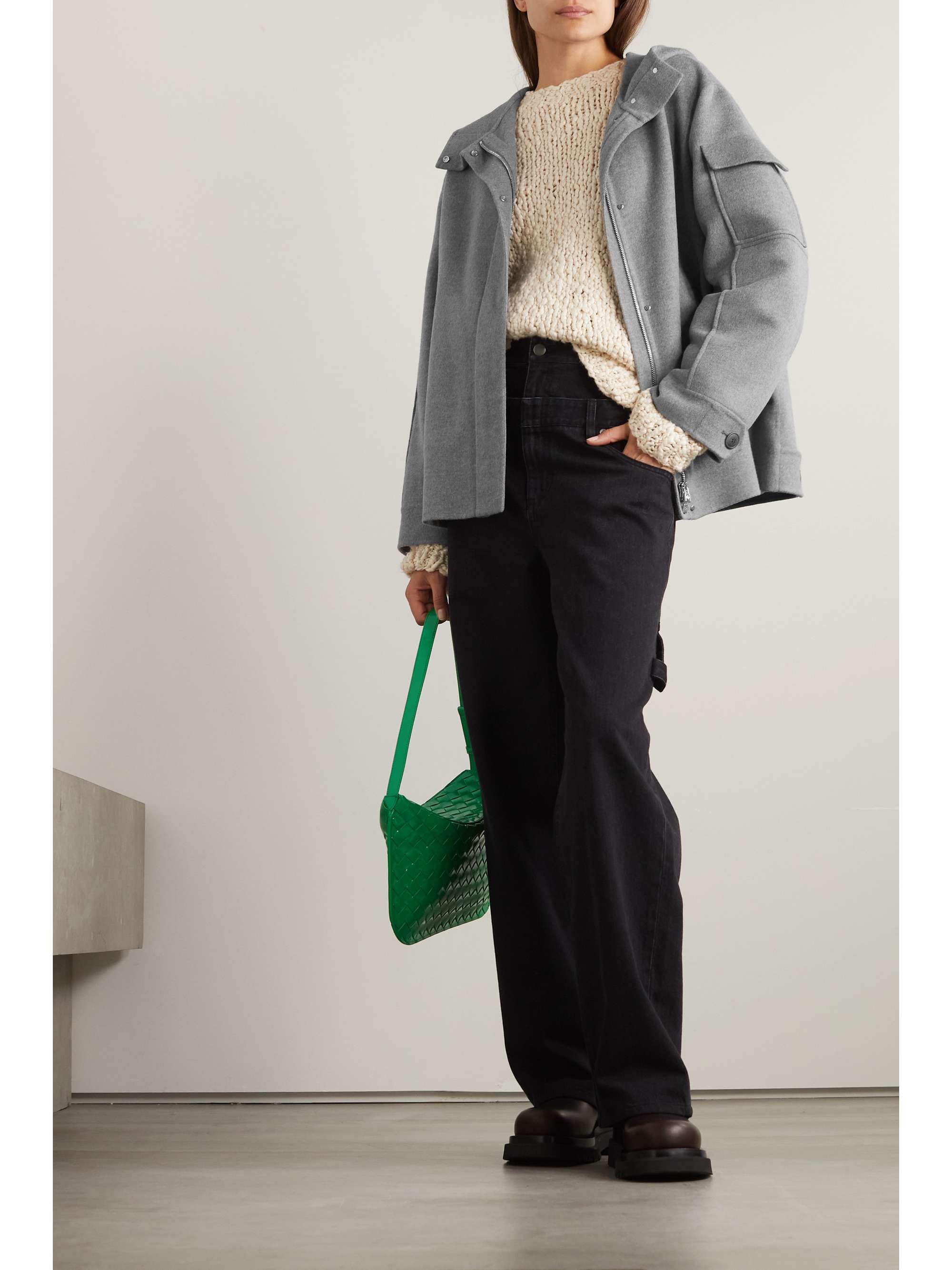 Cashmere hooded jacket view