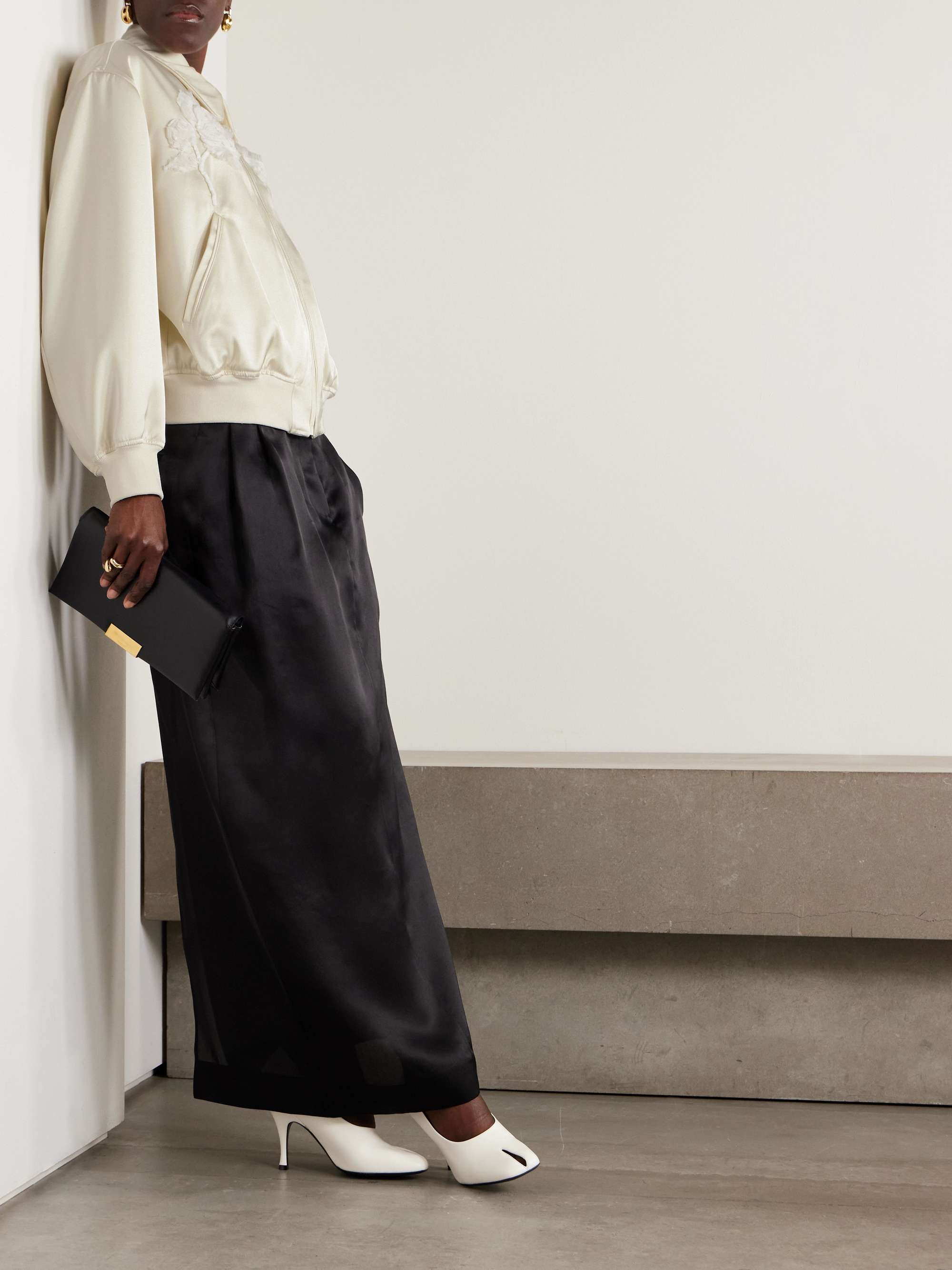 Embroidered satin-twill bomber jacket view