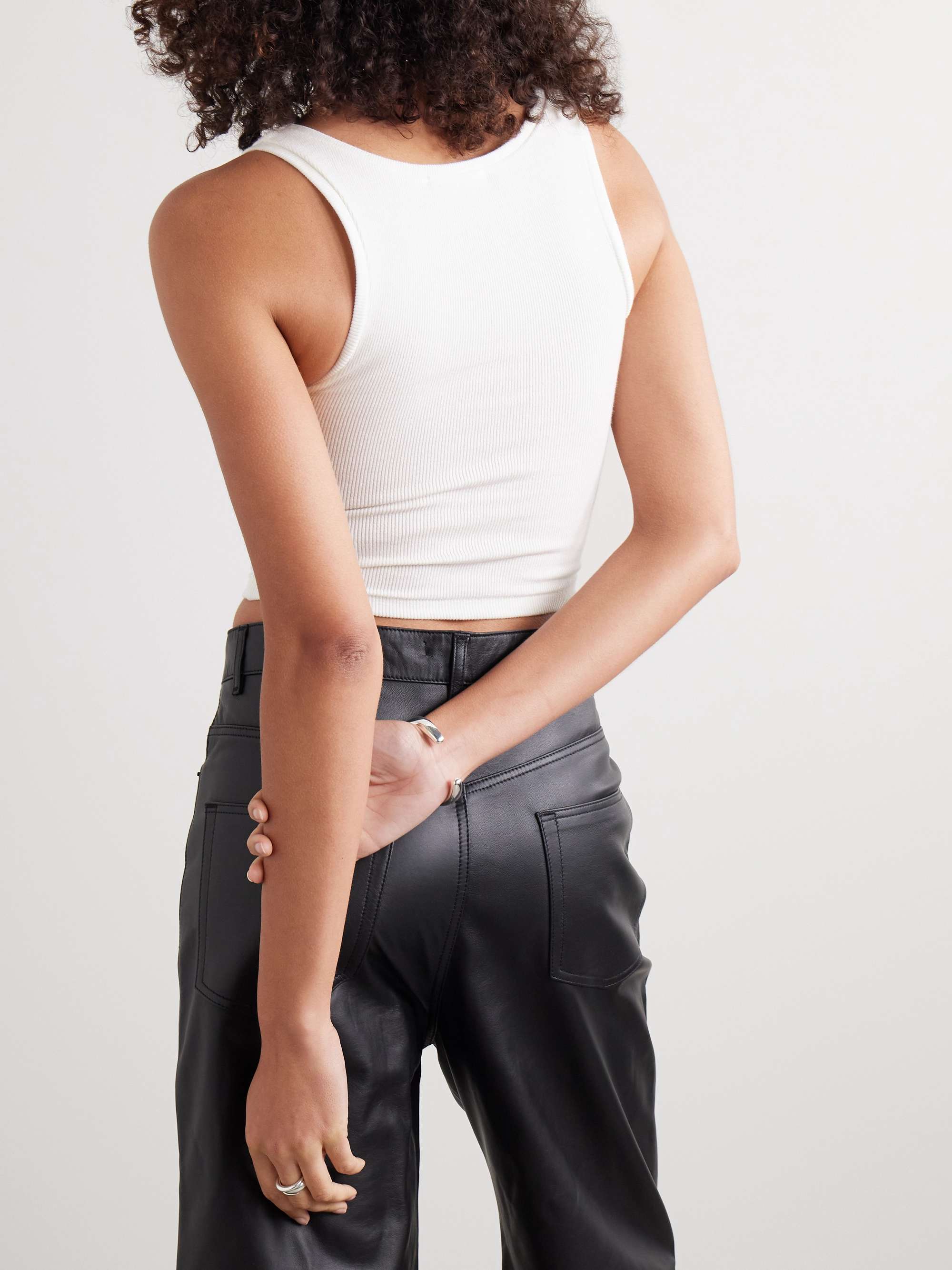 Cropped ribbed stretch-cotton tank view