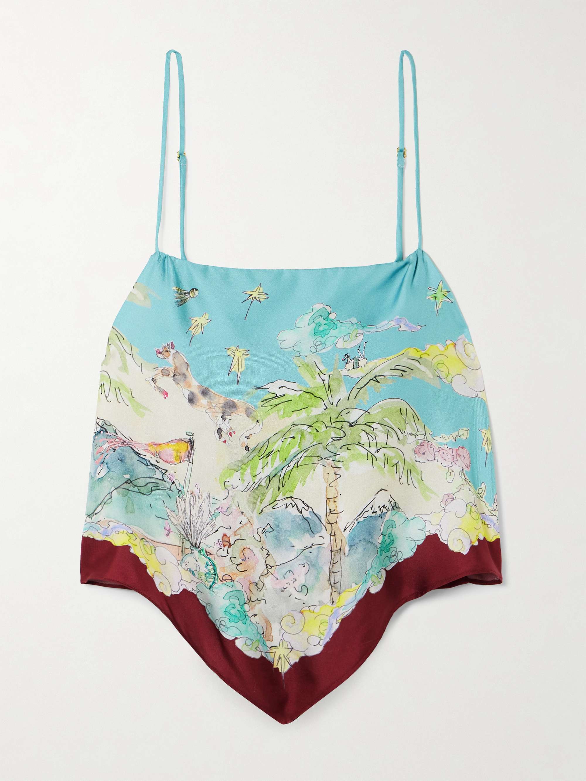 + Anouk Colantoni Daria cropped tie-detailed printed silk-twill camisole view