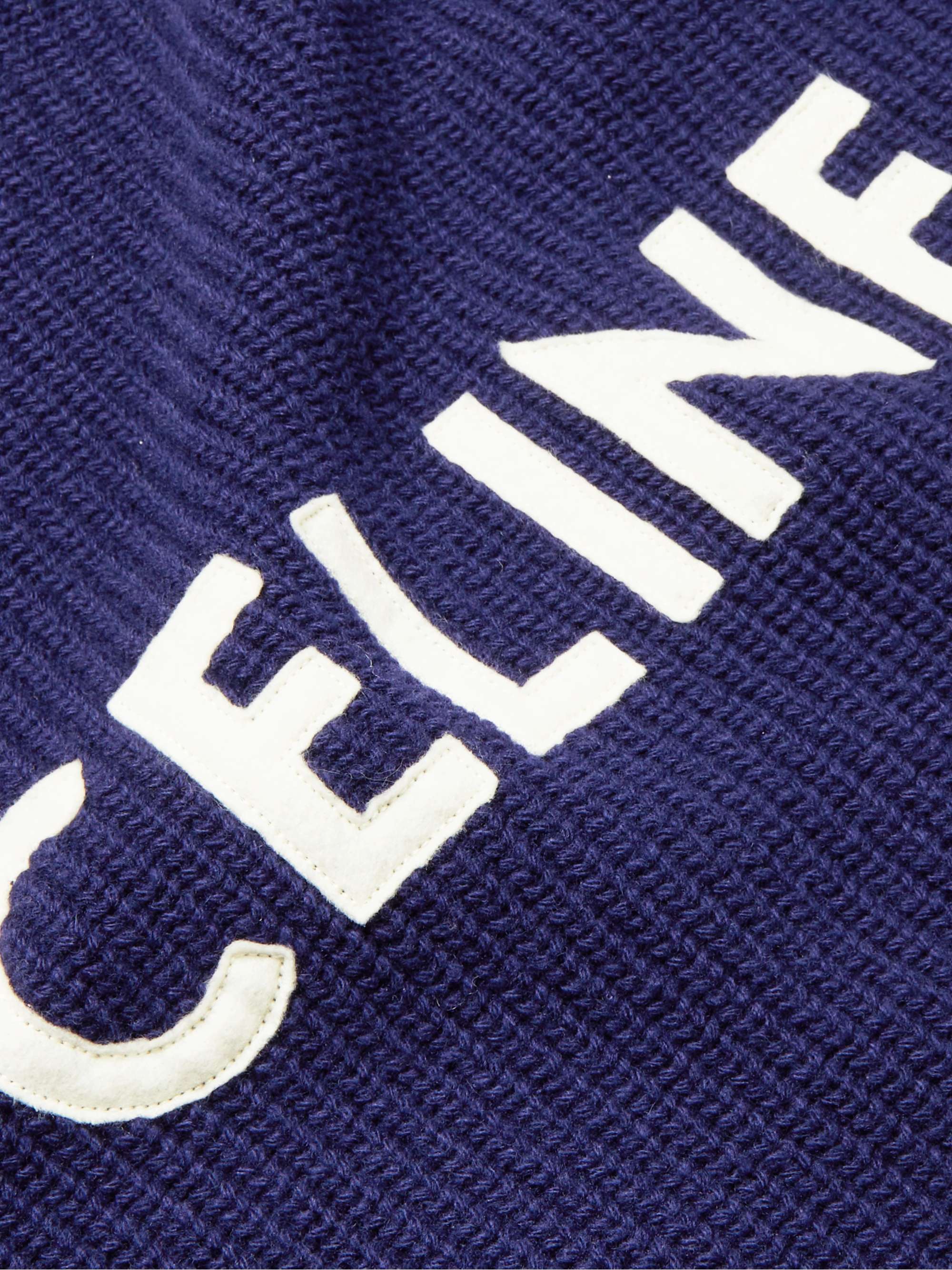 Logo-Appliquéd Ribbed Wool Hoodie view