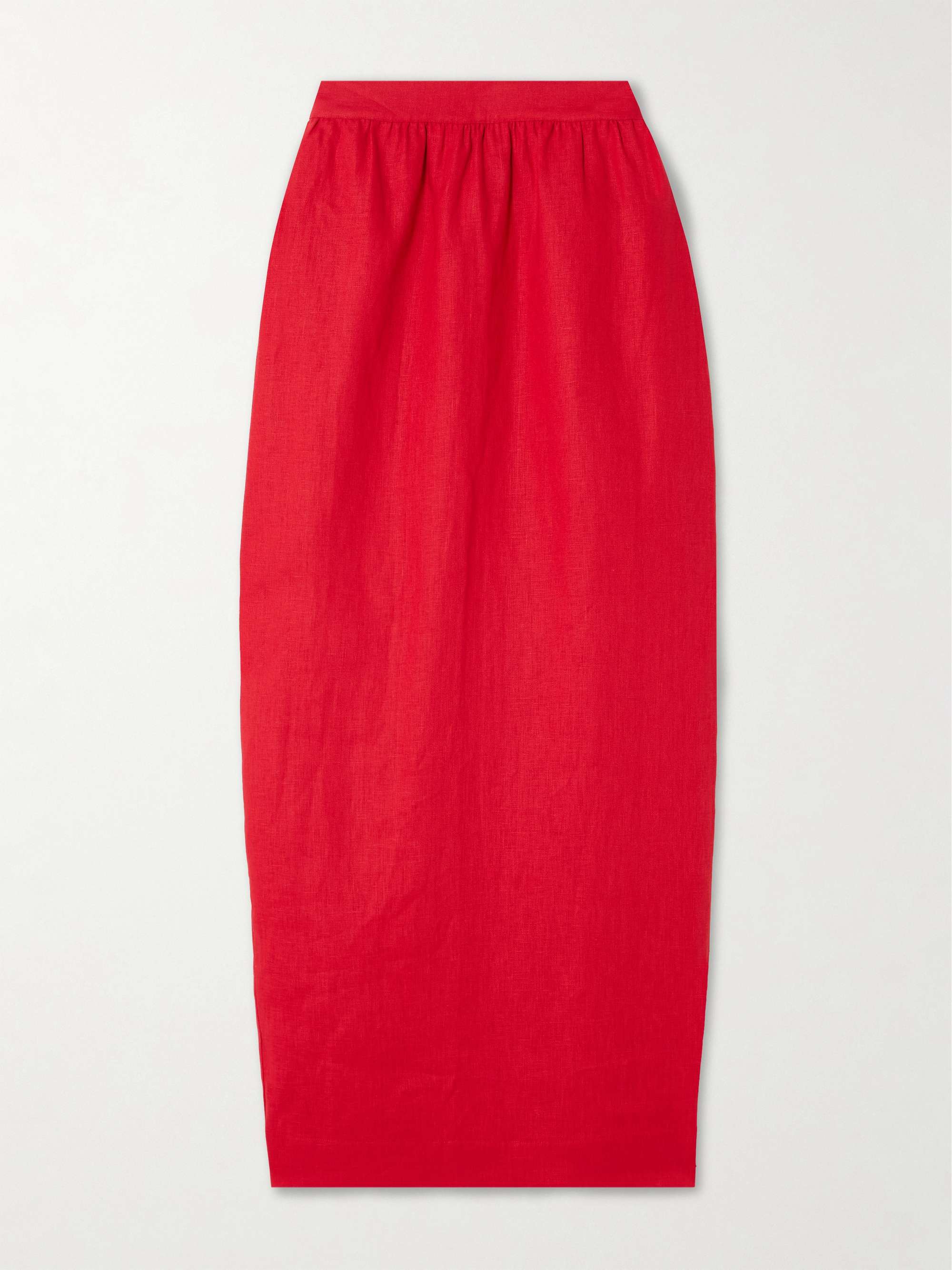 Bonnie gathered linen midi skirt view