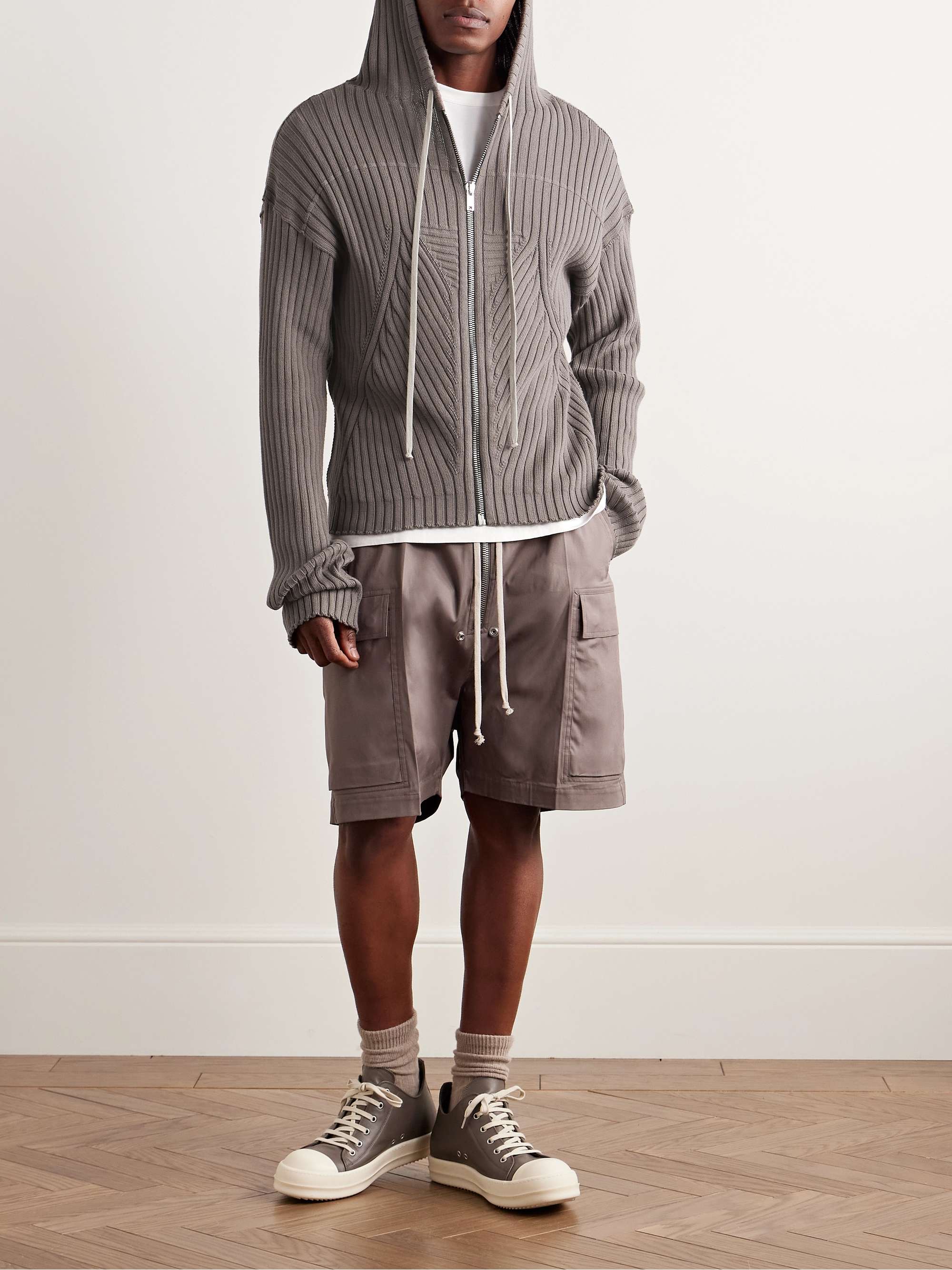 Ribbed Cotton Zip-Up Hoodie view