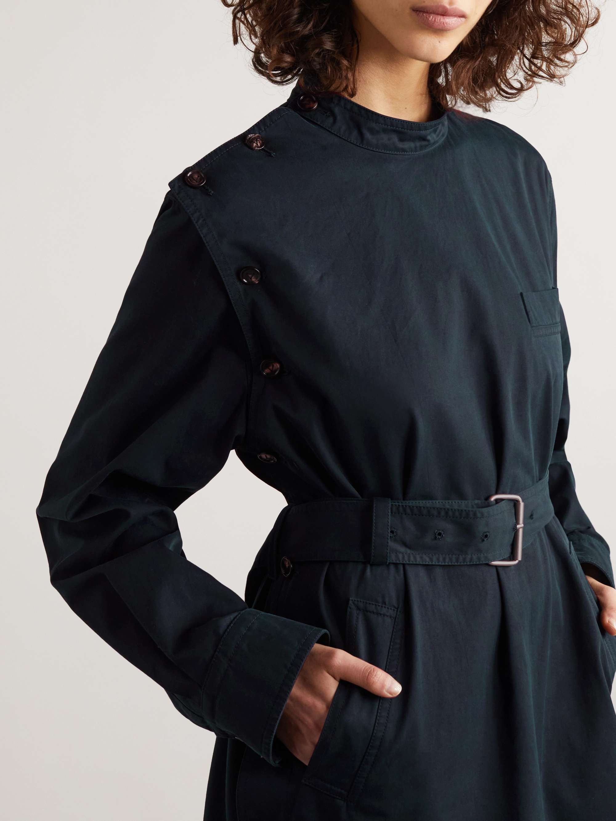 Belted cotton-twill midi dress view