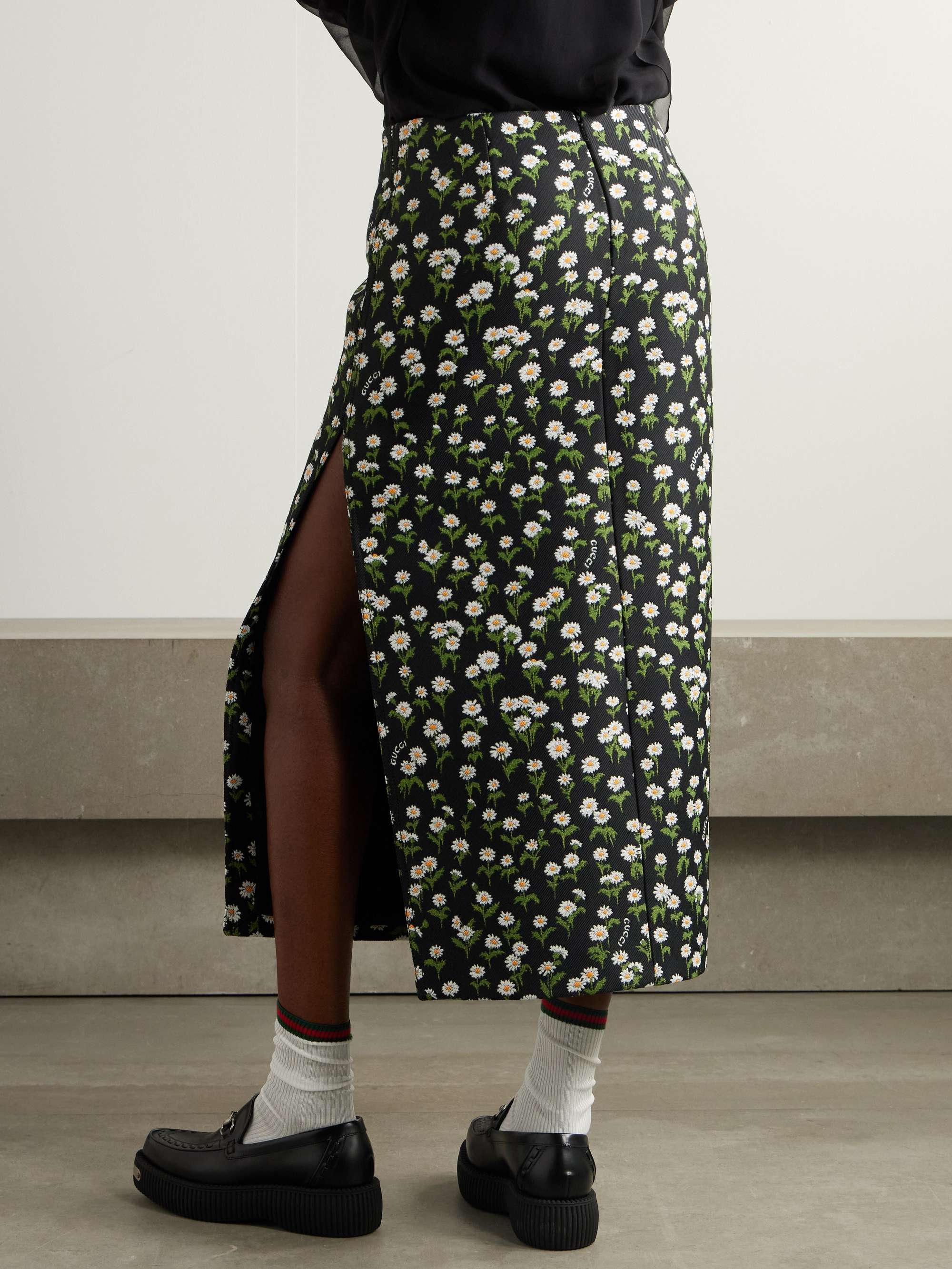 Floral jacquard-knit maxi skirt view