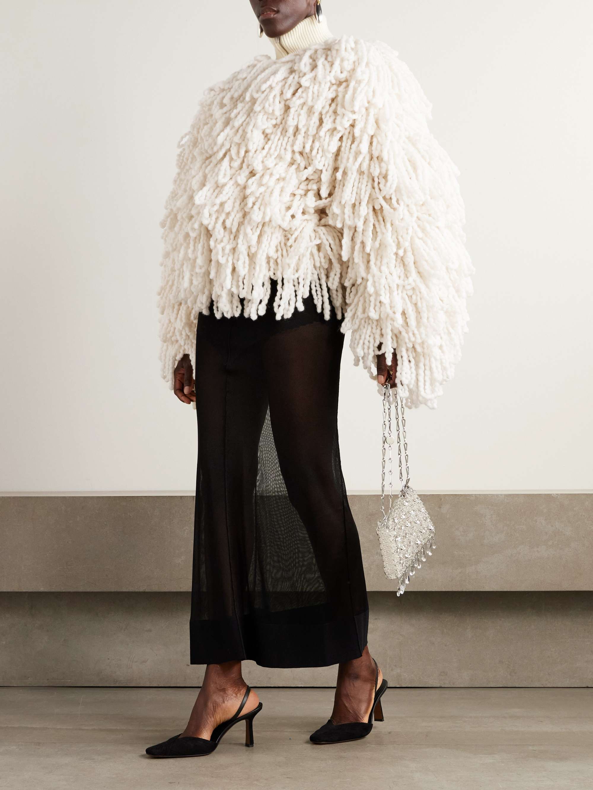 Fringed wool-blend jacket view