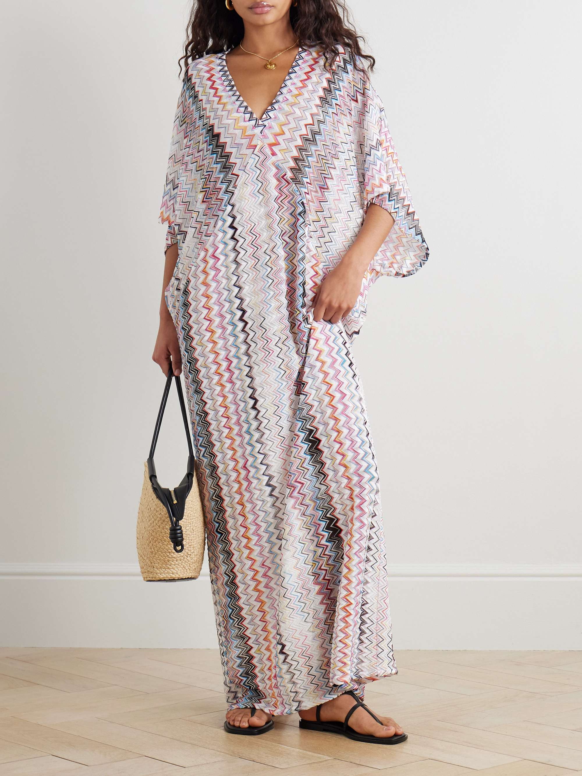 Striped crochet-knit coverup view
