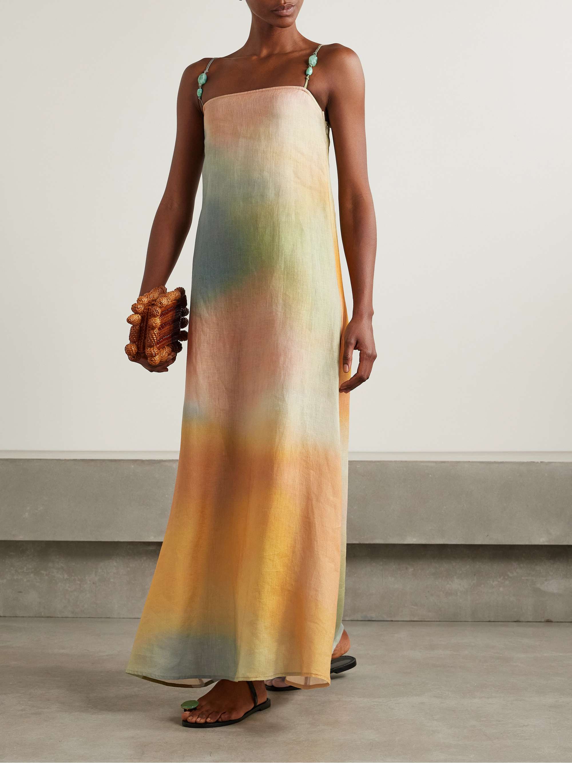 Laura bead-embellished linen maxi dress view