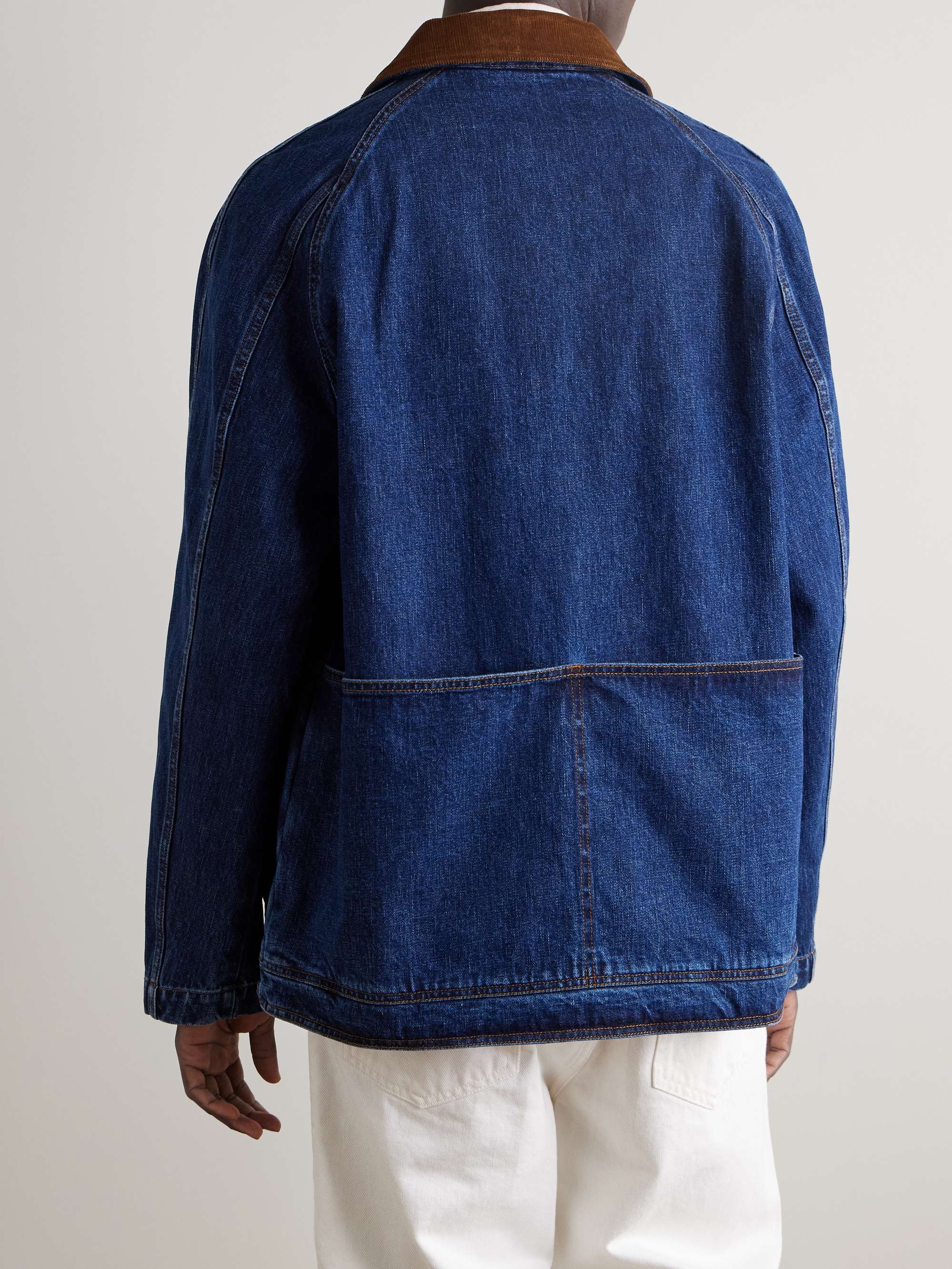 Corduroy-Trimmed Indigo-Dyed Denim Chore Jacket view