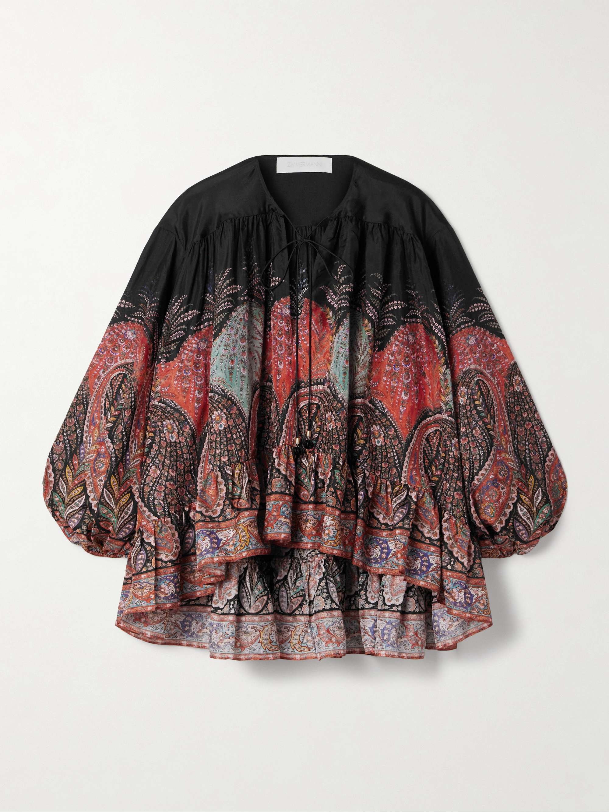 Rhiannon ruffled paisley-print organic silk blouse view