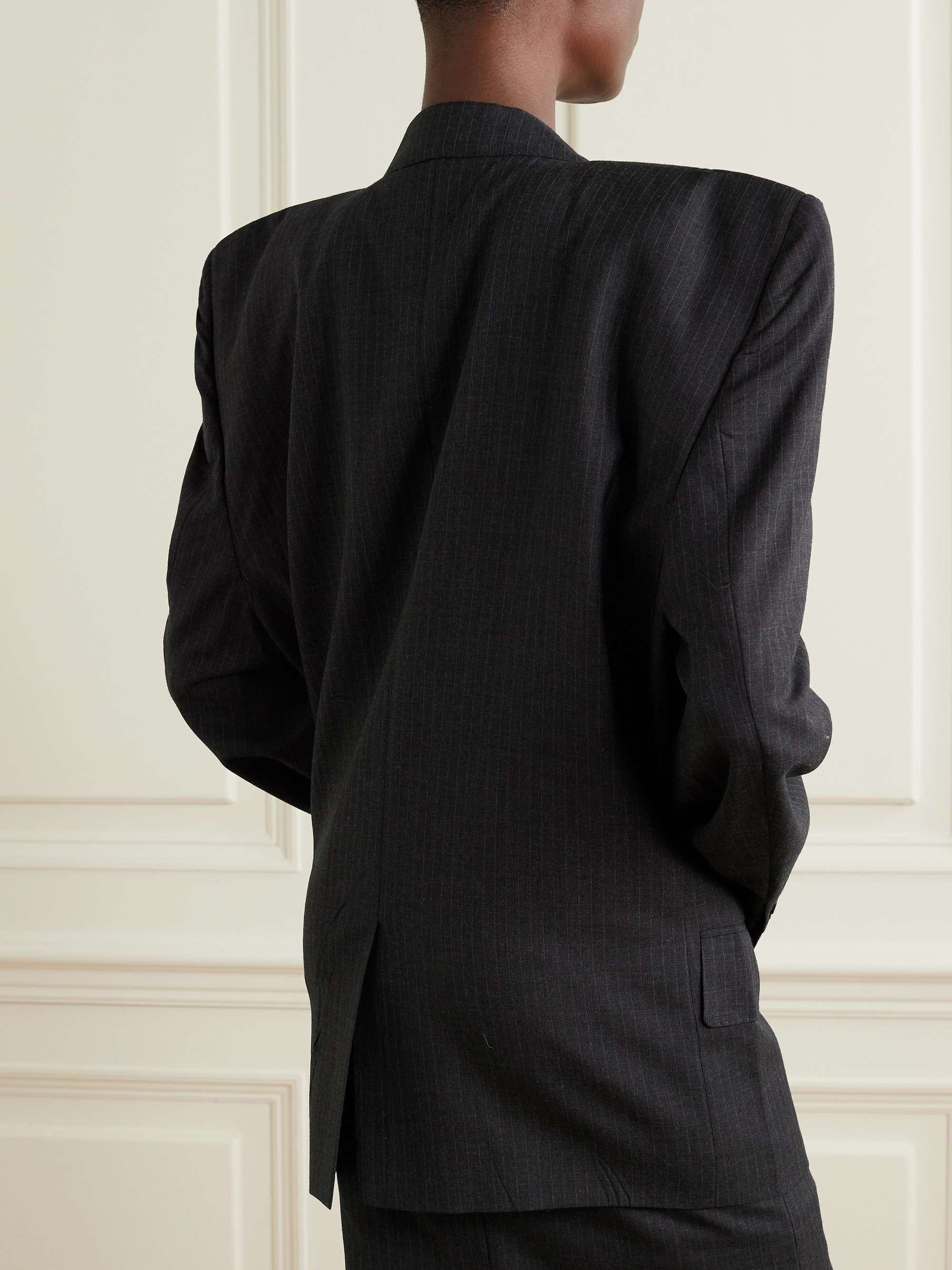 Oversized pinstriped wool blazer view