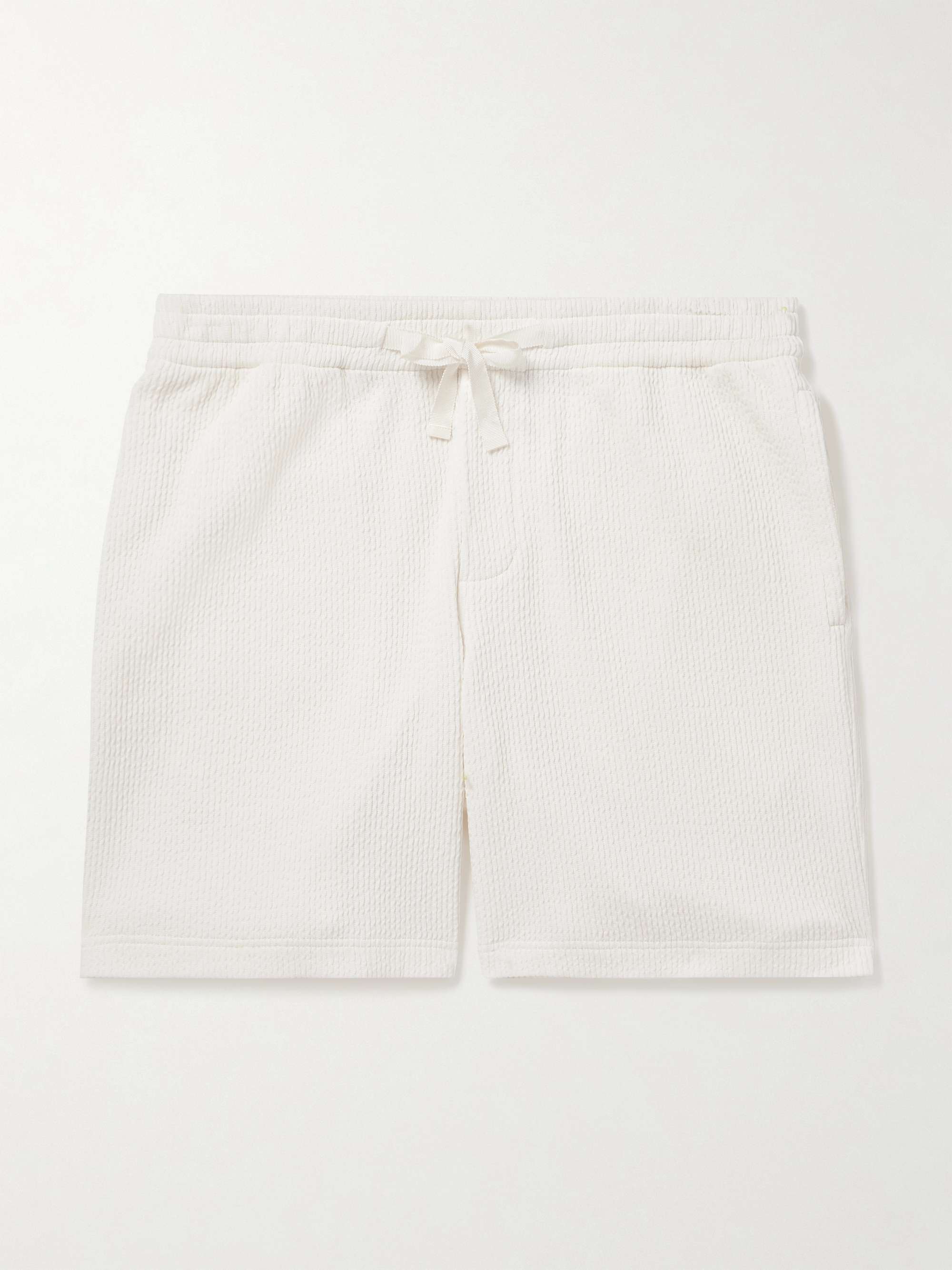 Trevone Straight-Leg Cotton-Blend Seersucker Drawstring Shorts view