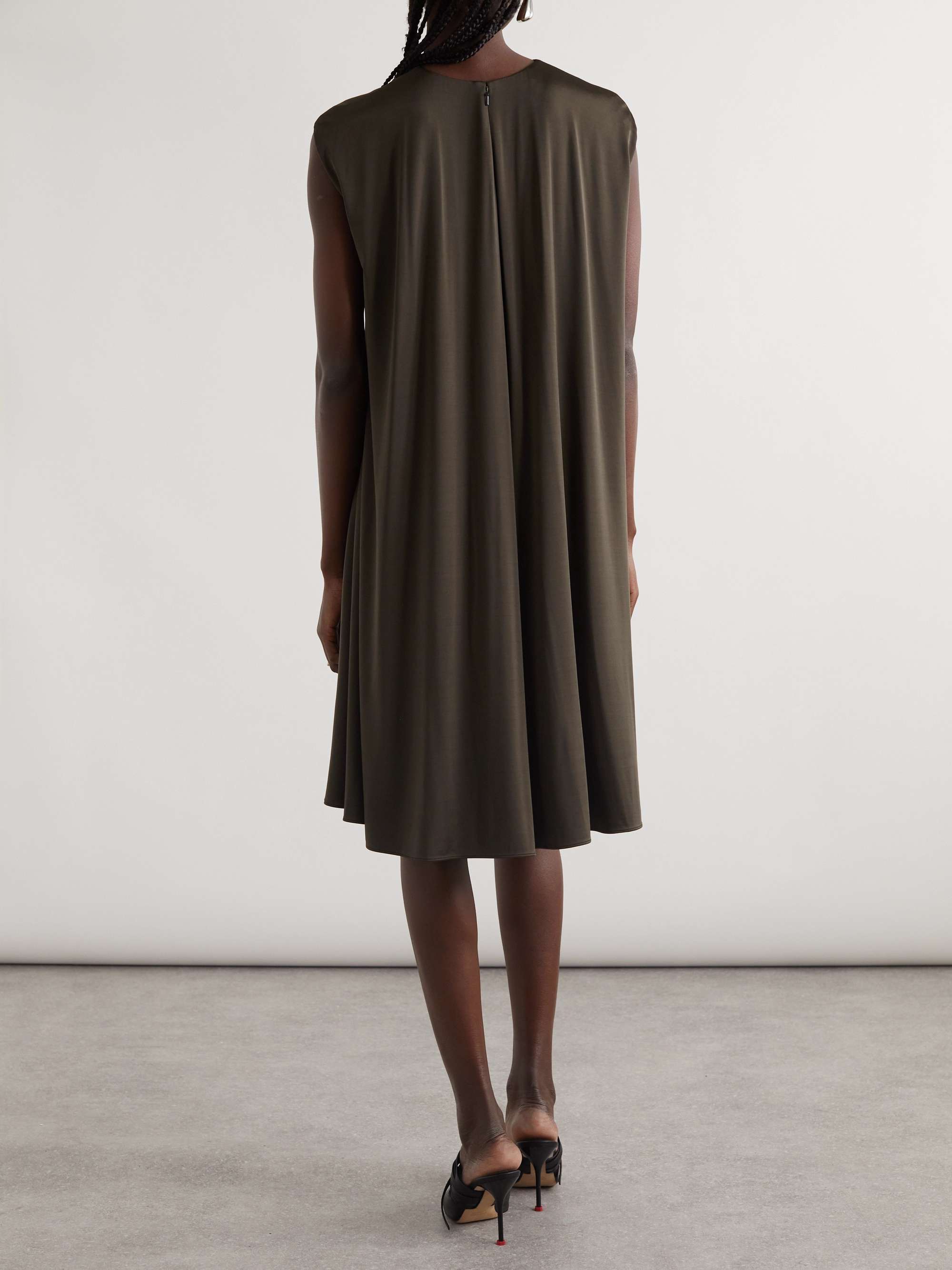 Satin-trimmed gathered stretch-jersey mini dress view