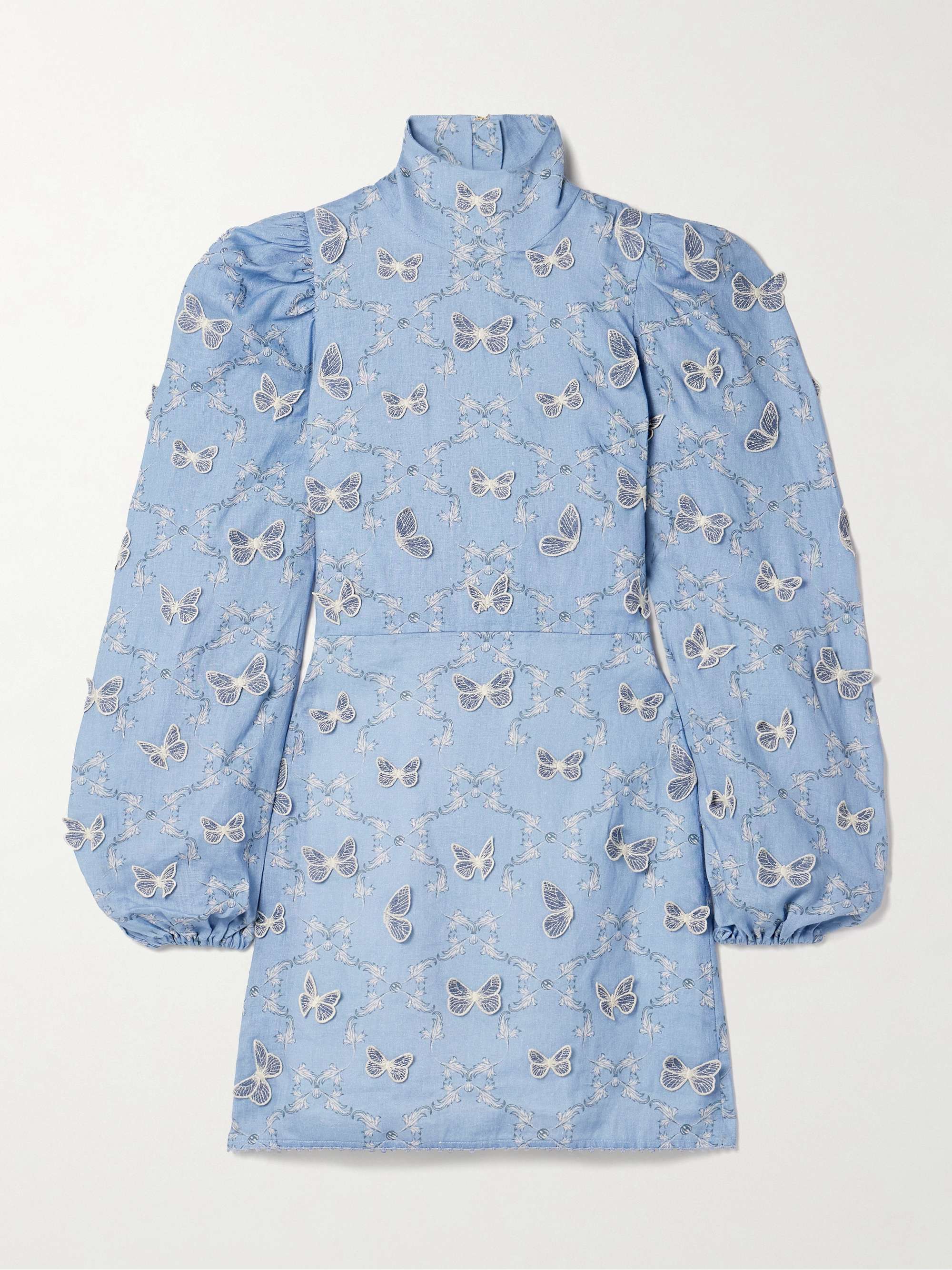 Guaba Lymanopoda appliquéd printed linen turtleneck mini dress view