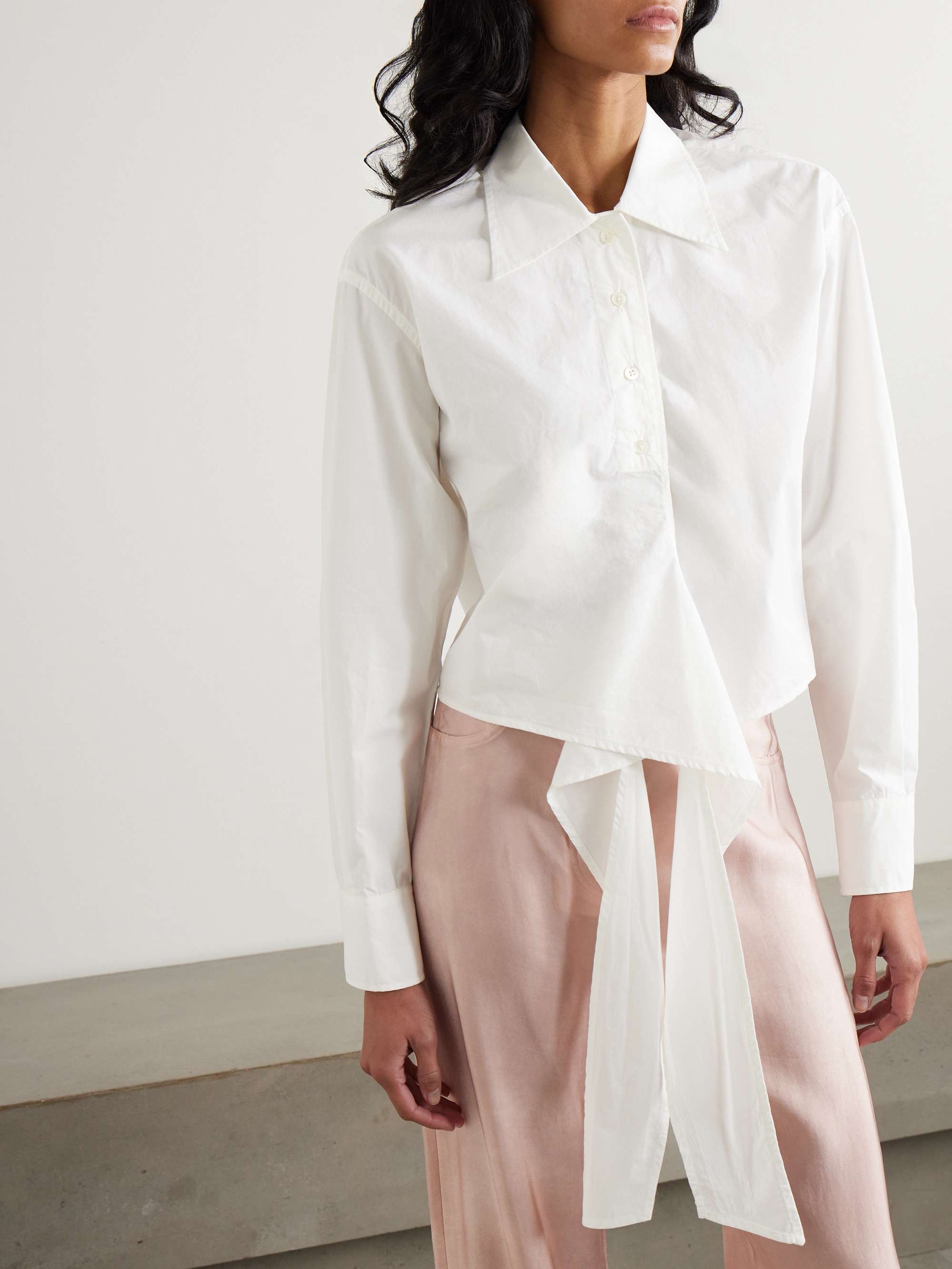 Nannas tie-detailed cotton-poplin shirt view