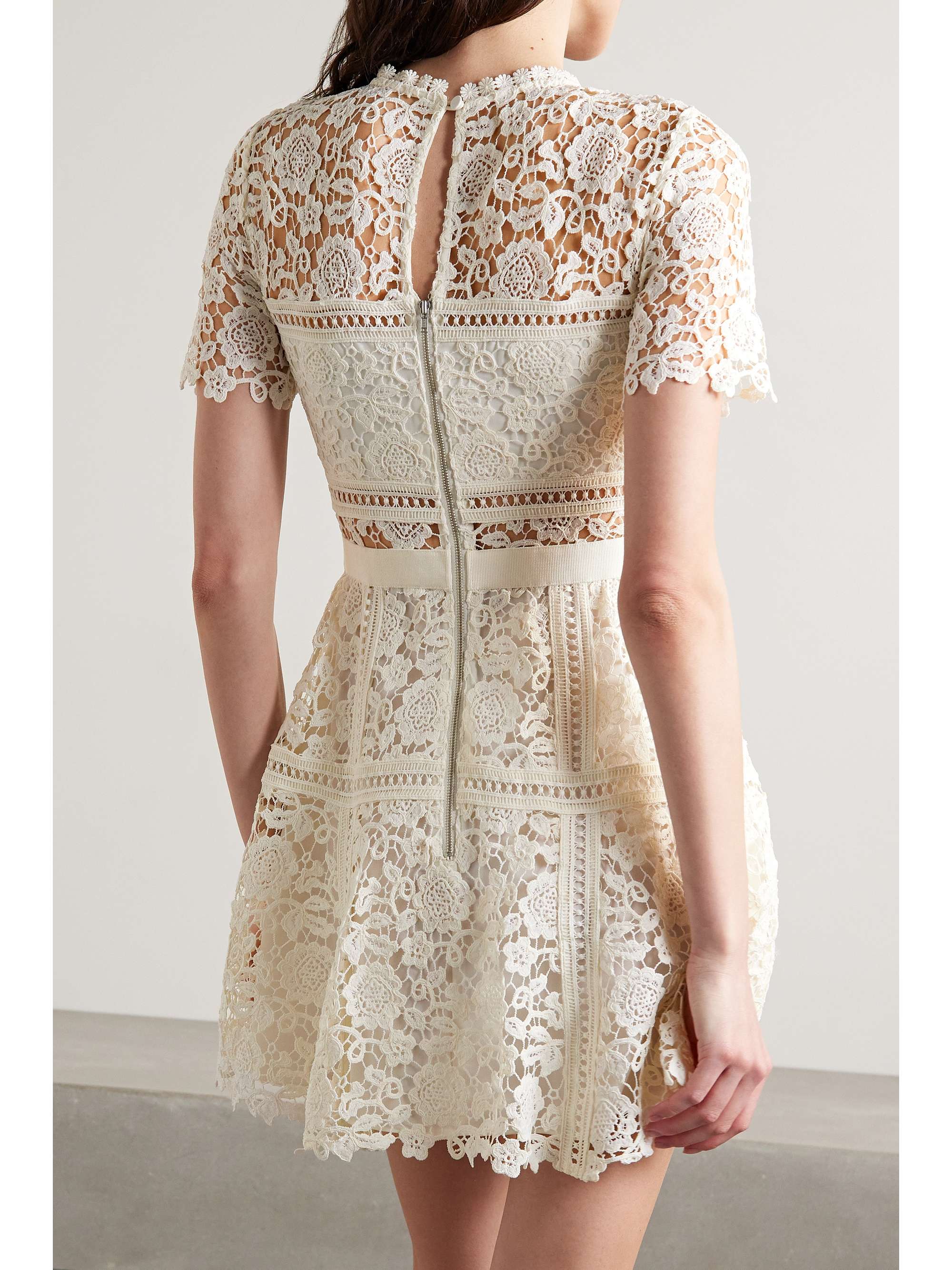 Grosgrain-trimmed corded lace mini dress view
