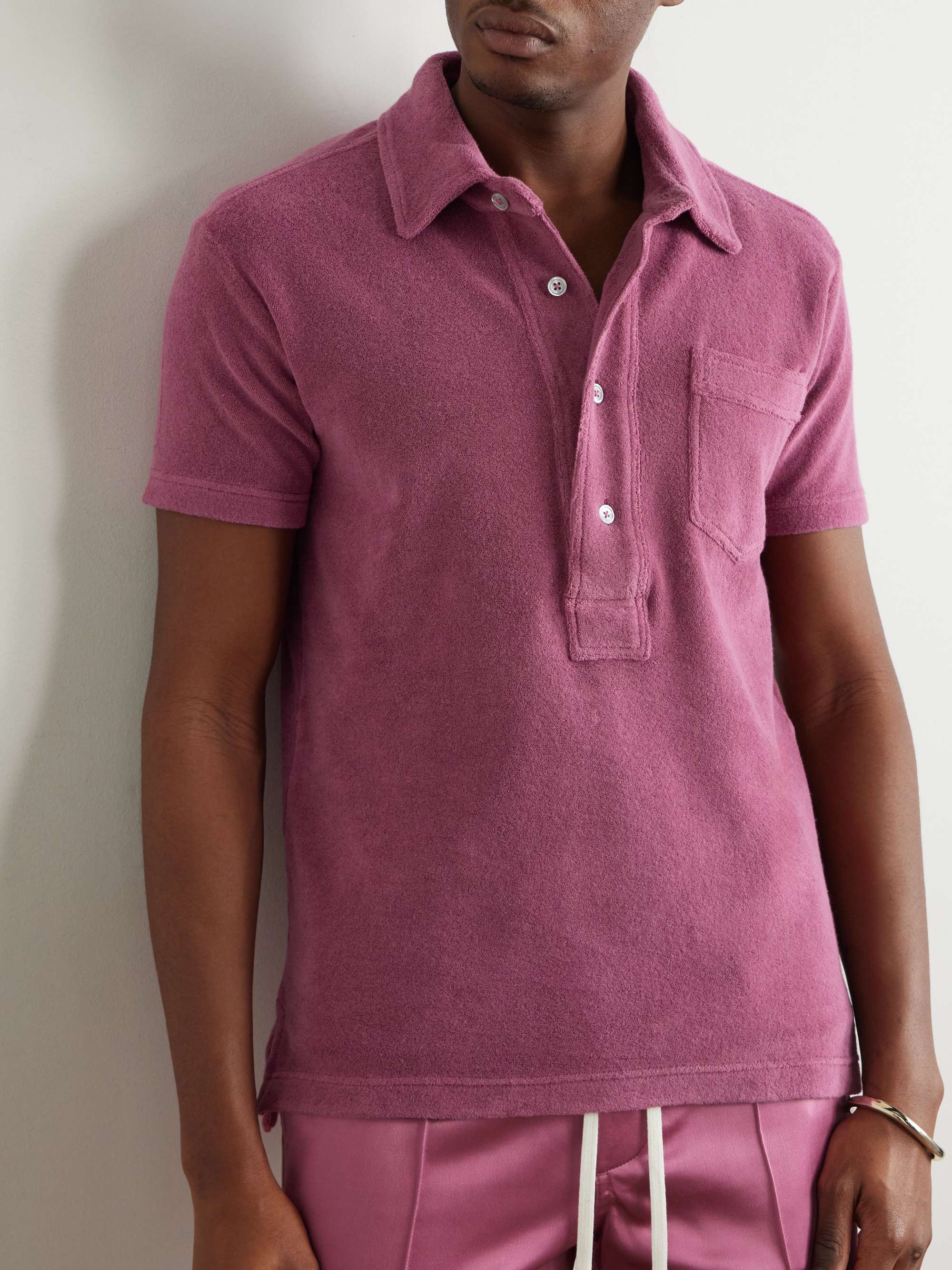 Cotton-Blend Terry Polo Shirt view