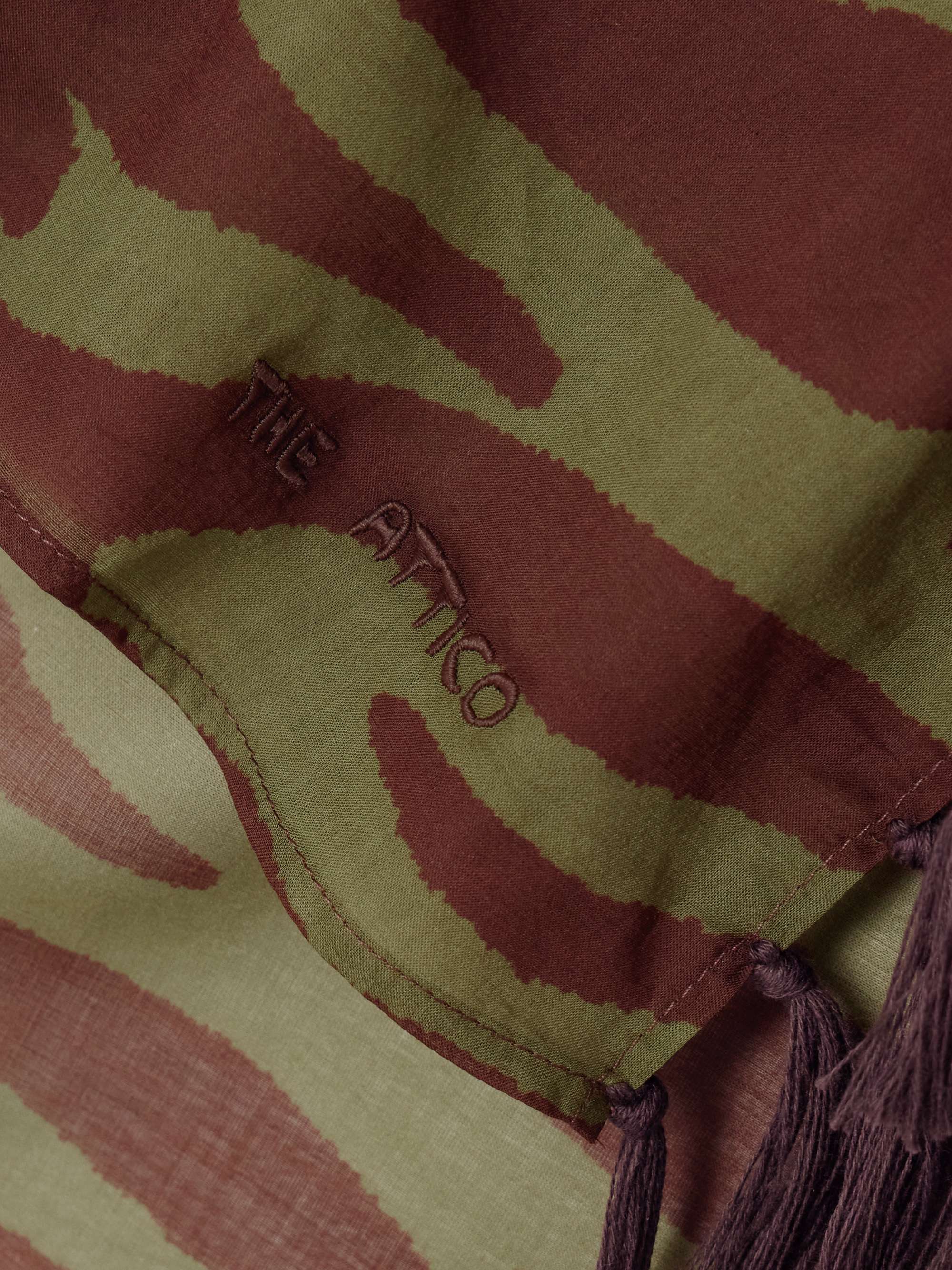 Fringed zebra-print cotton-voile pareo view