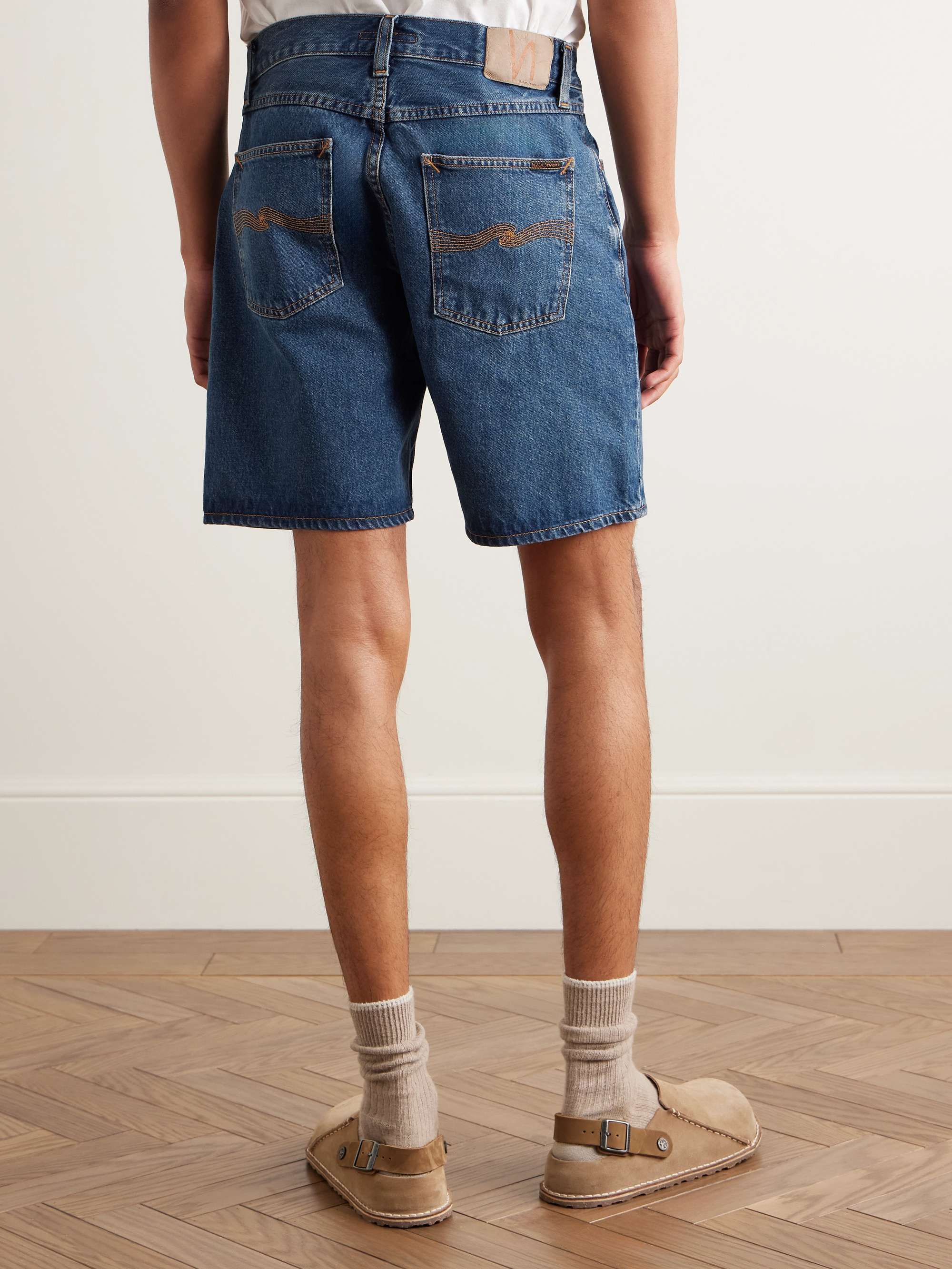 Seth Straight-Leg Stone-Washed Organic Denim Shorts view