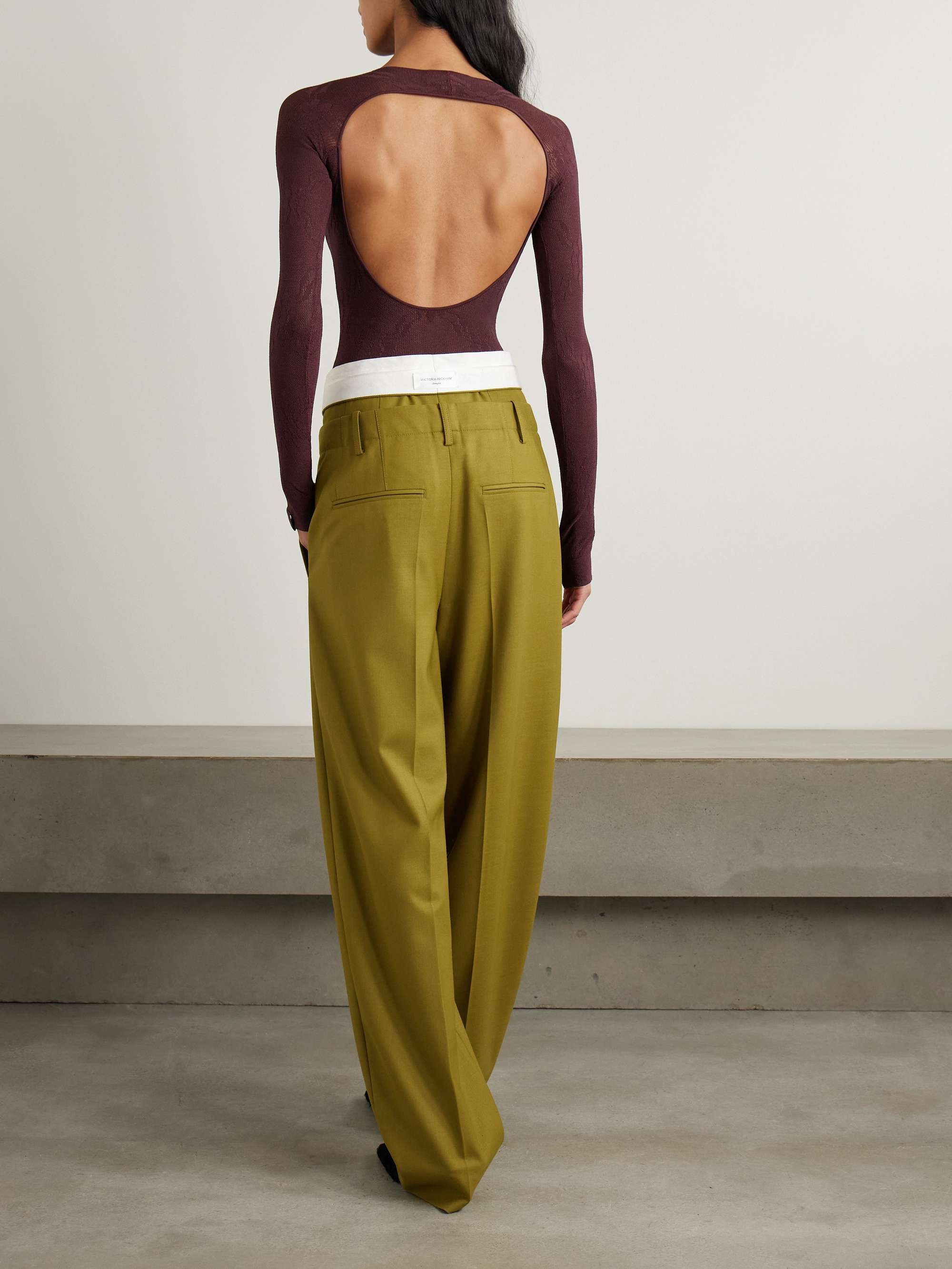 Open-back embroidered open-knit bodysuit view