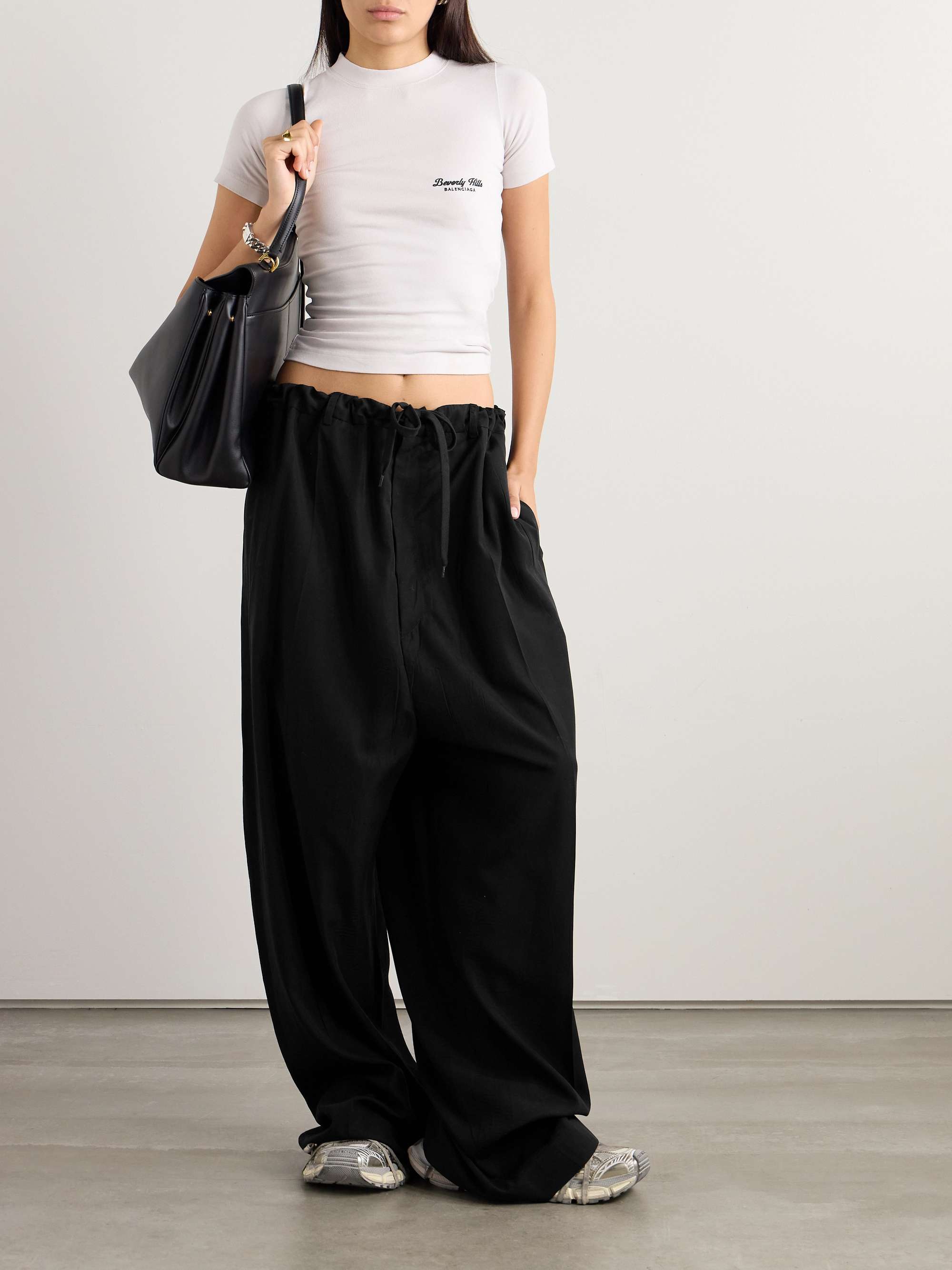 Lyocell-poplin wide-leg pants view