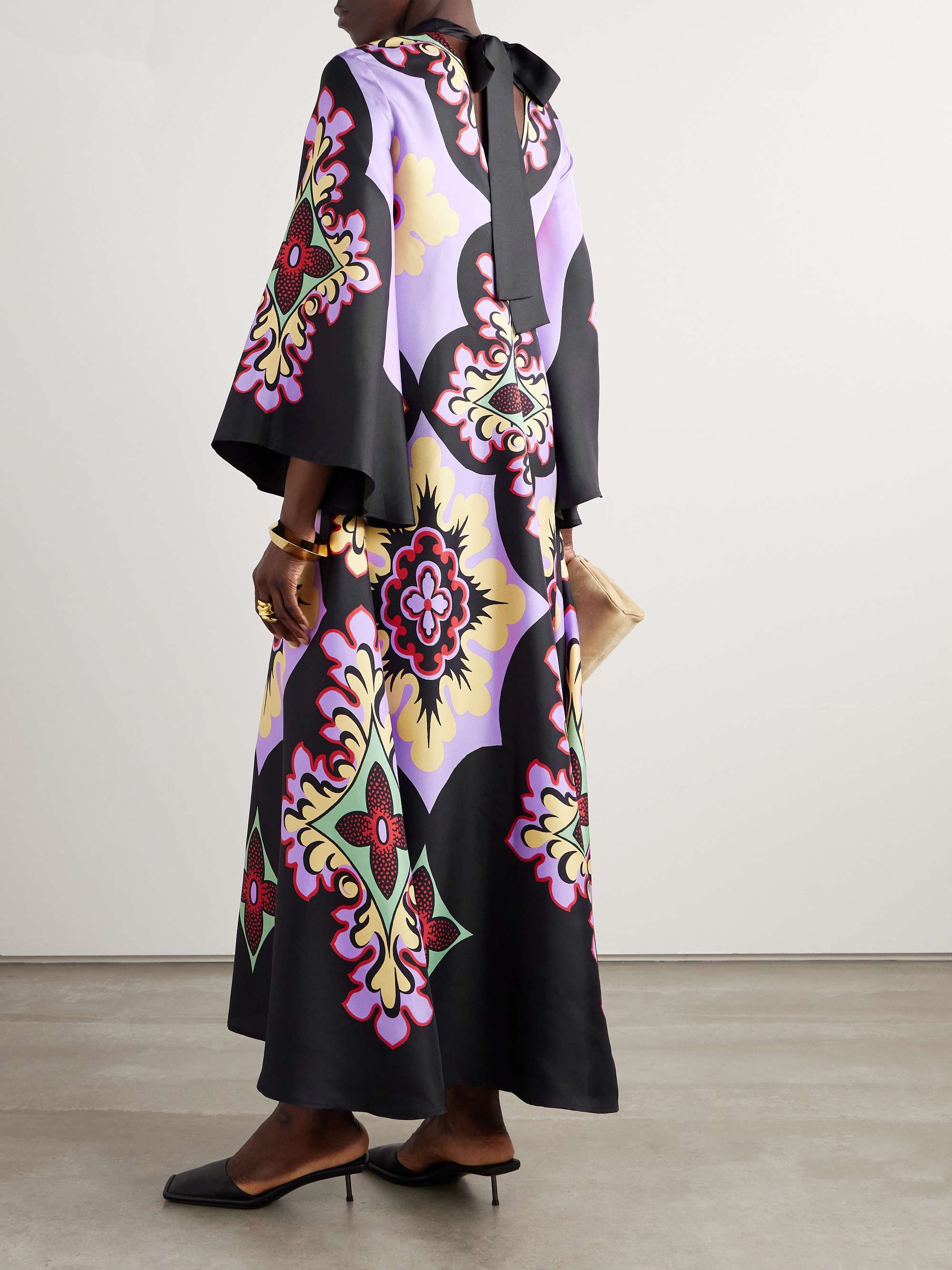 Icon Magnifico draped printed silk-twill maxi dress view
