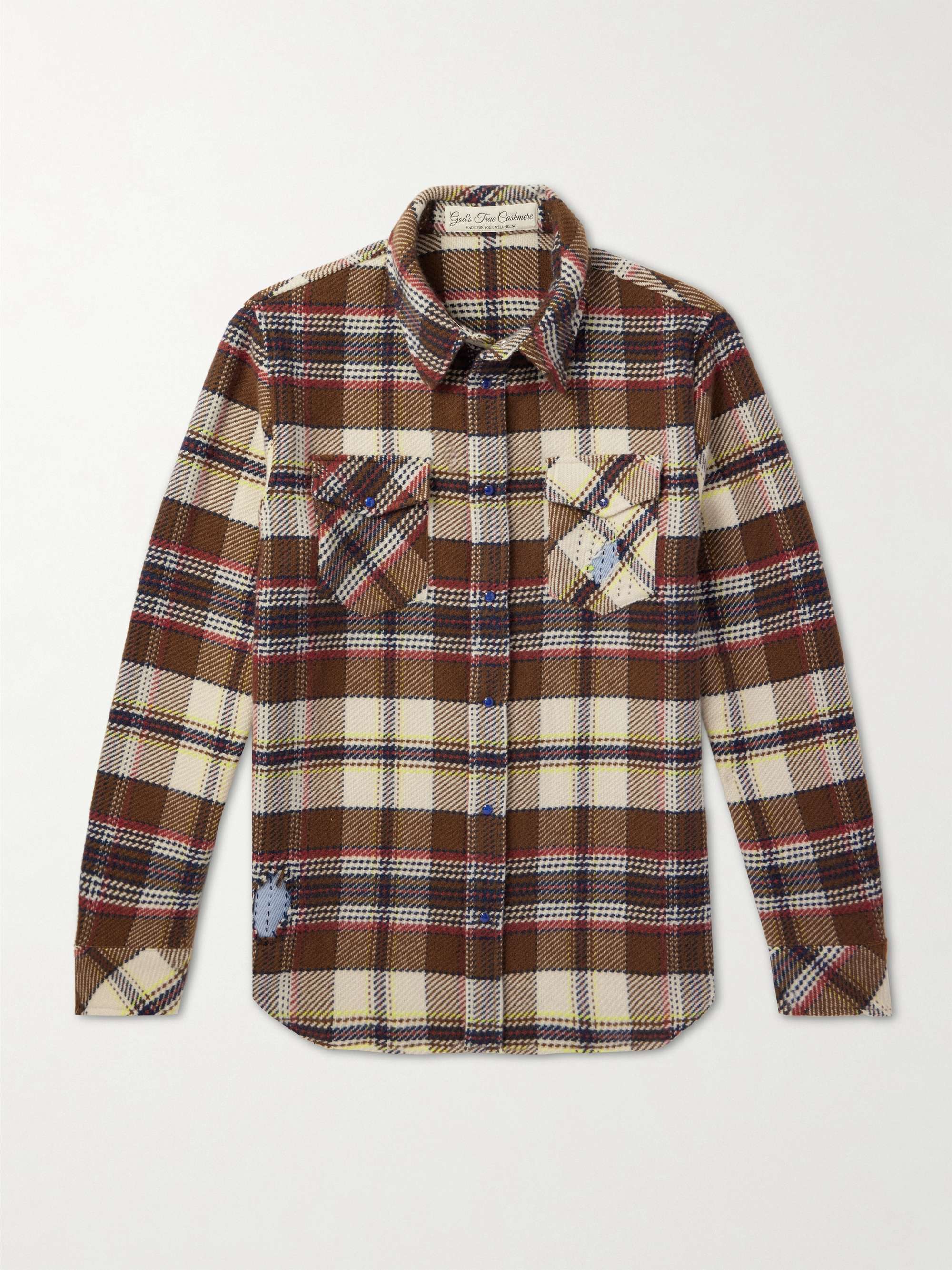 Distressed Checked Cashmere Shirt view