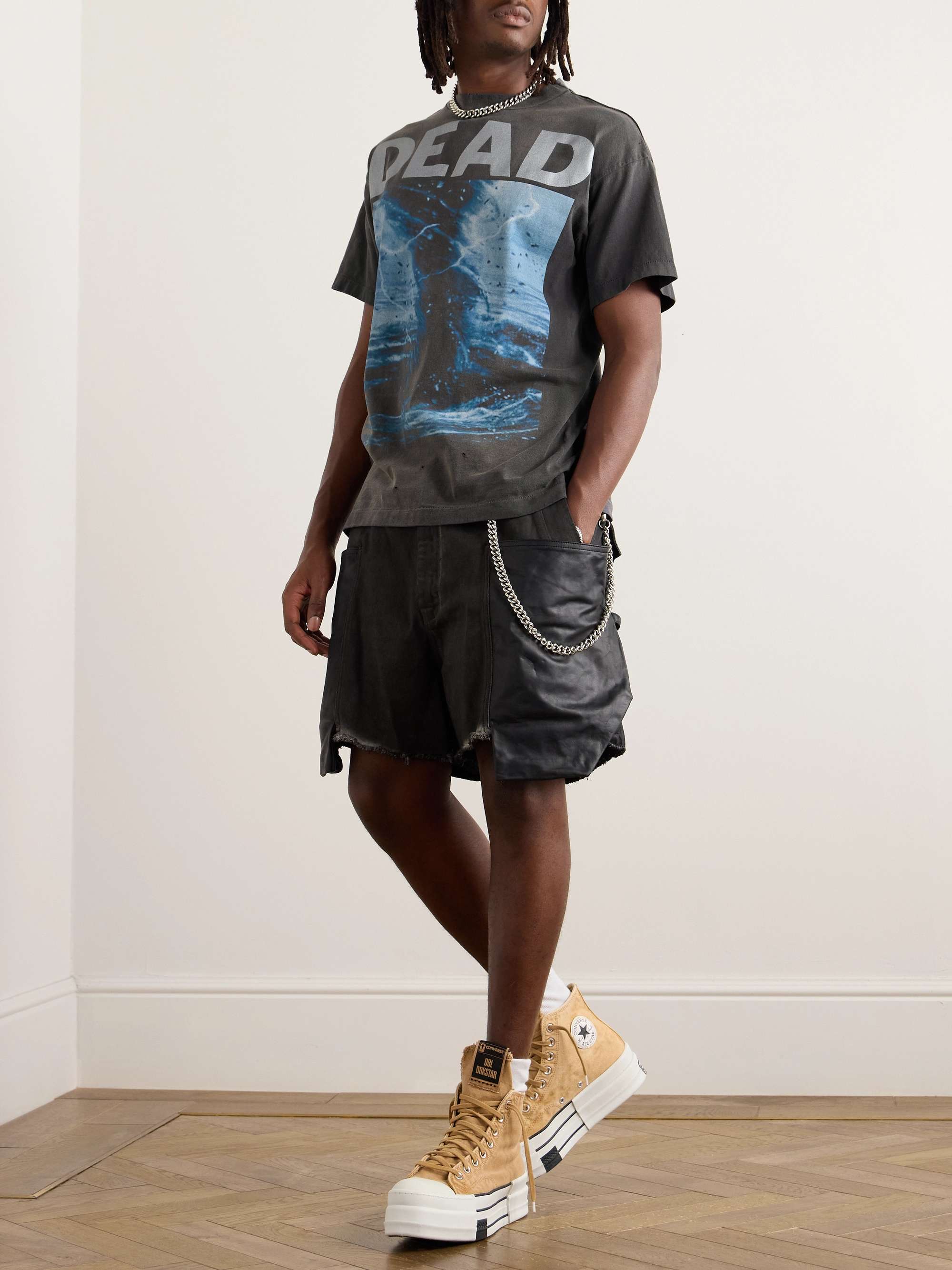 Dead Heathen Printed Distressed Cotton-Jersey T-Shirt view