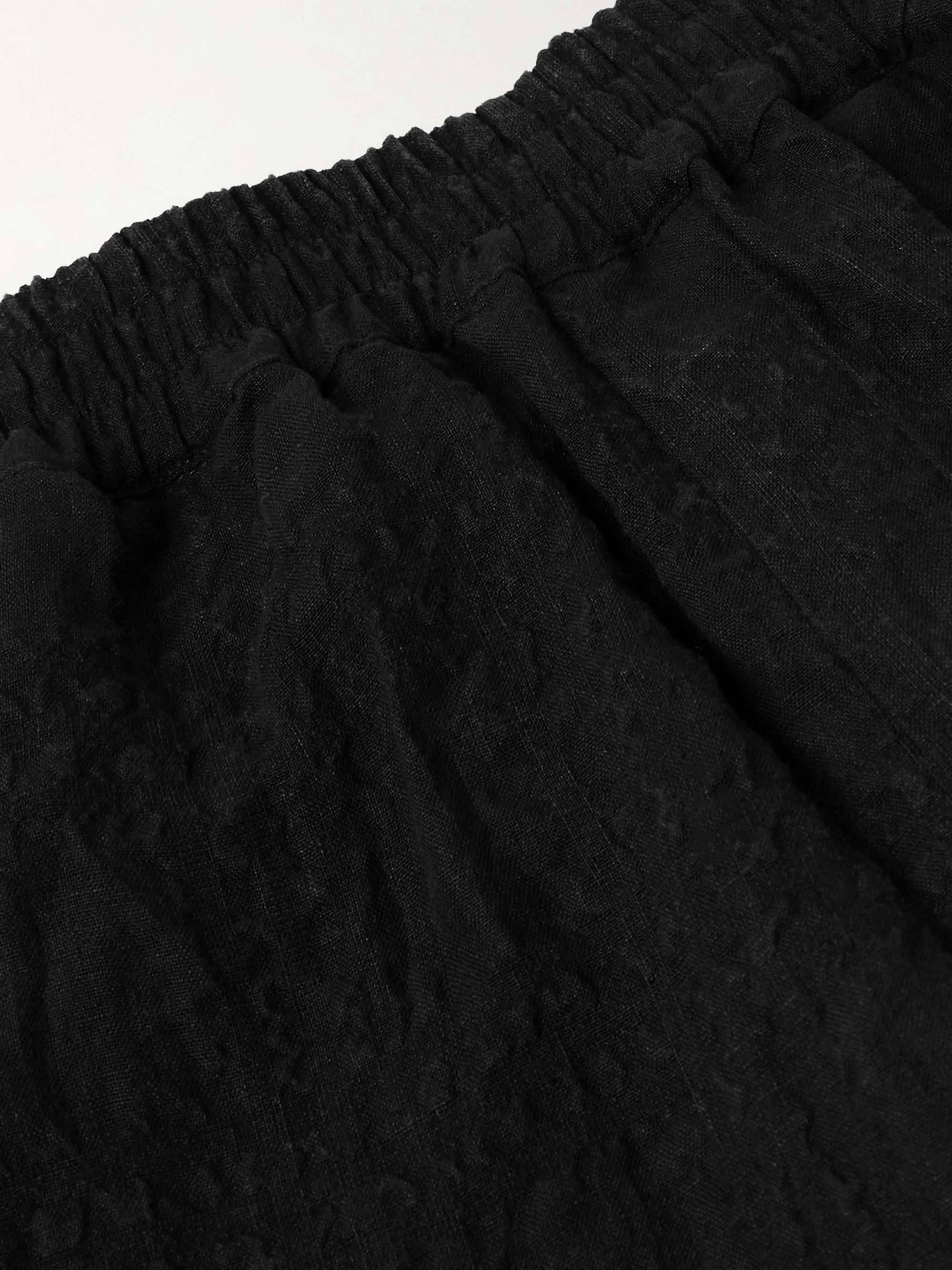 Saleh Wide-Leg Checked Linen and Lyocell-Blend Seersucker Shorts view